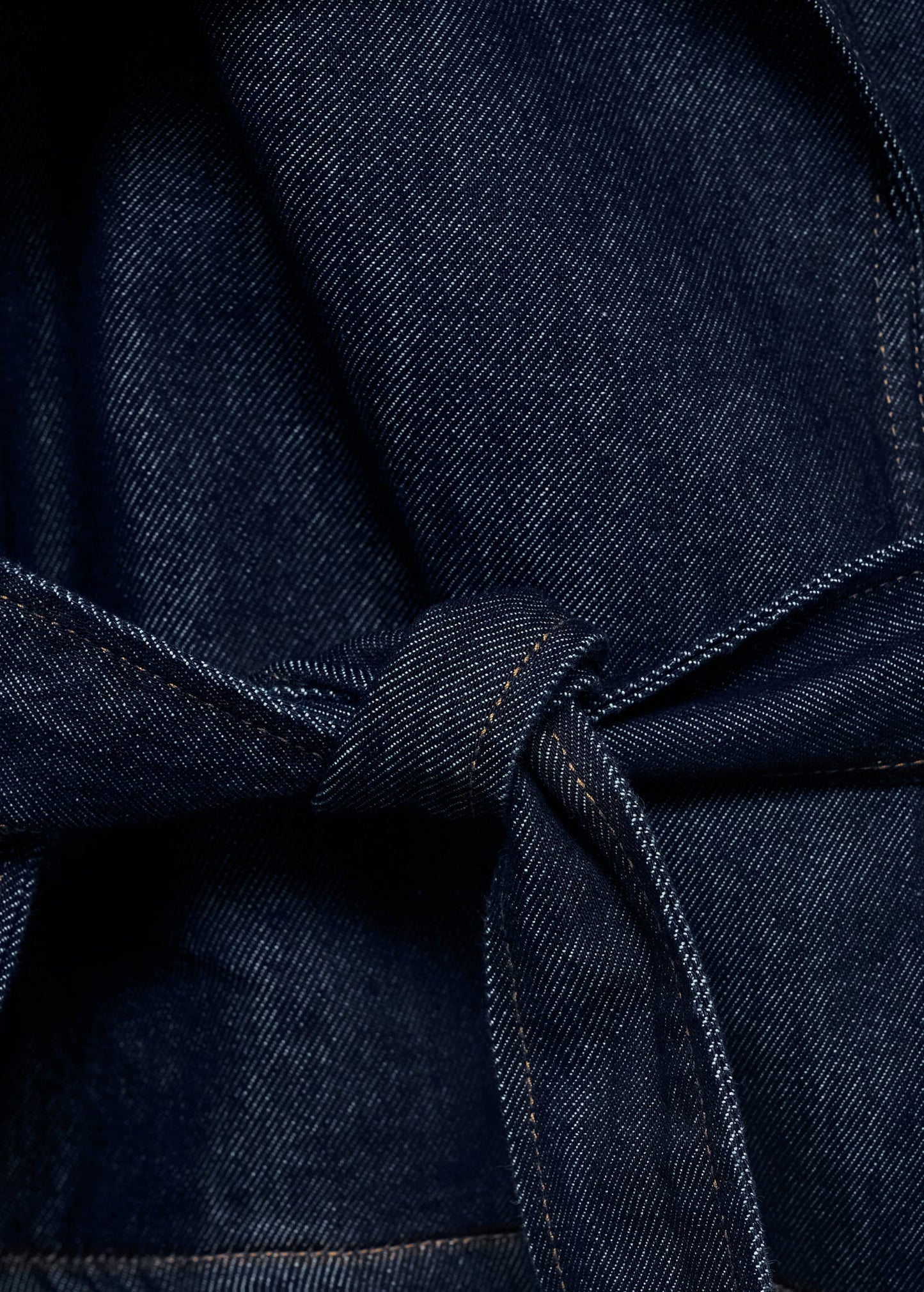 Short denim trench coat with belt