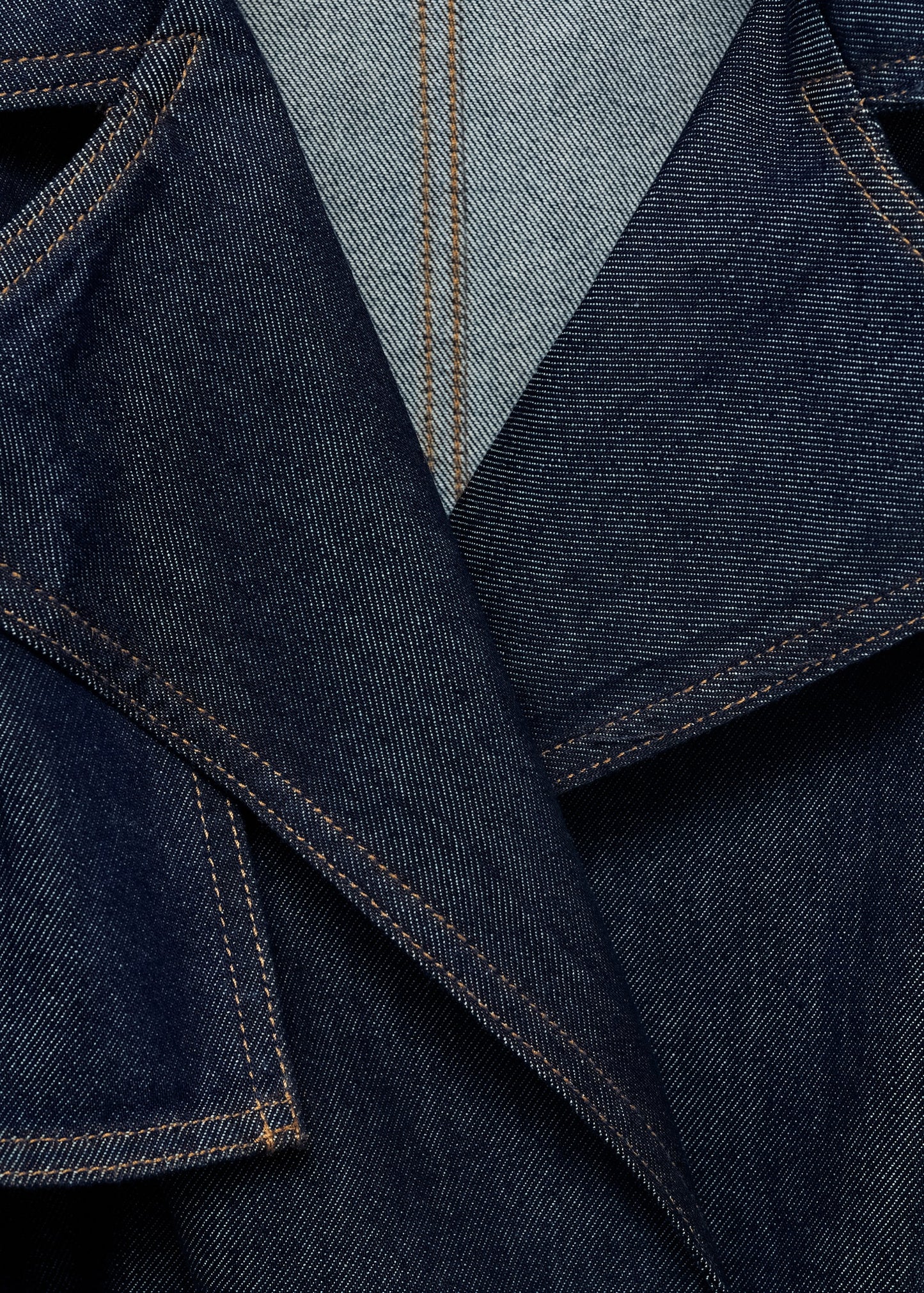 Short denim trench coat with belt