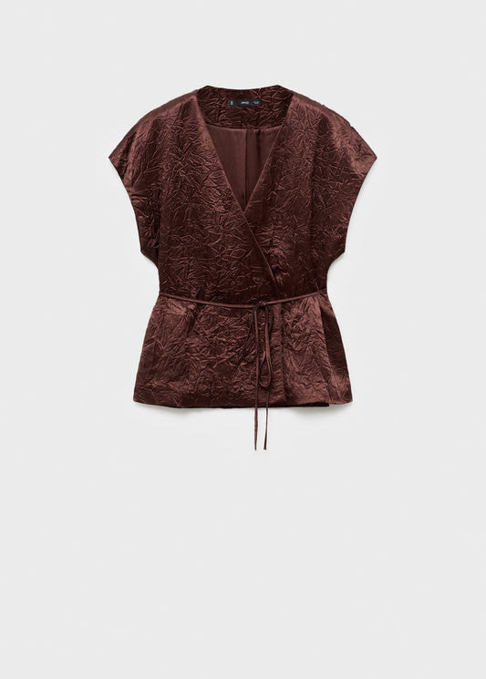Wrinkled effect double-breasted vest