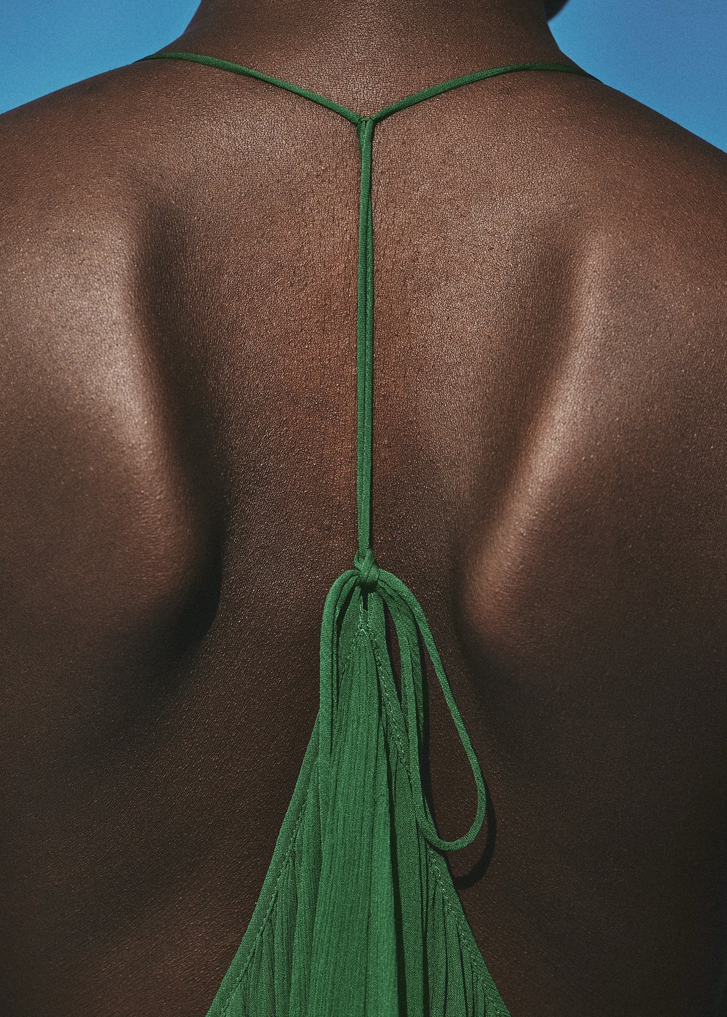 Pleated top with low back neckline
