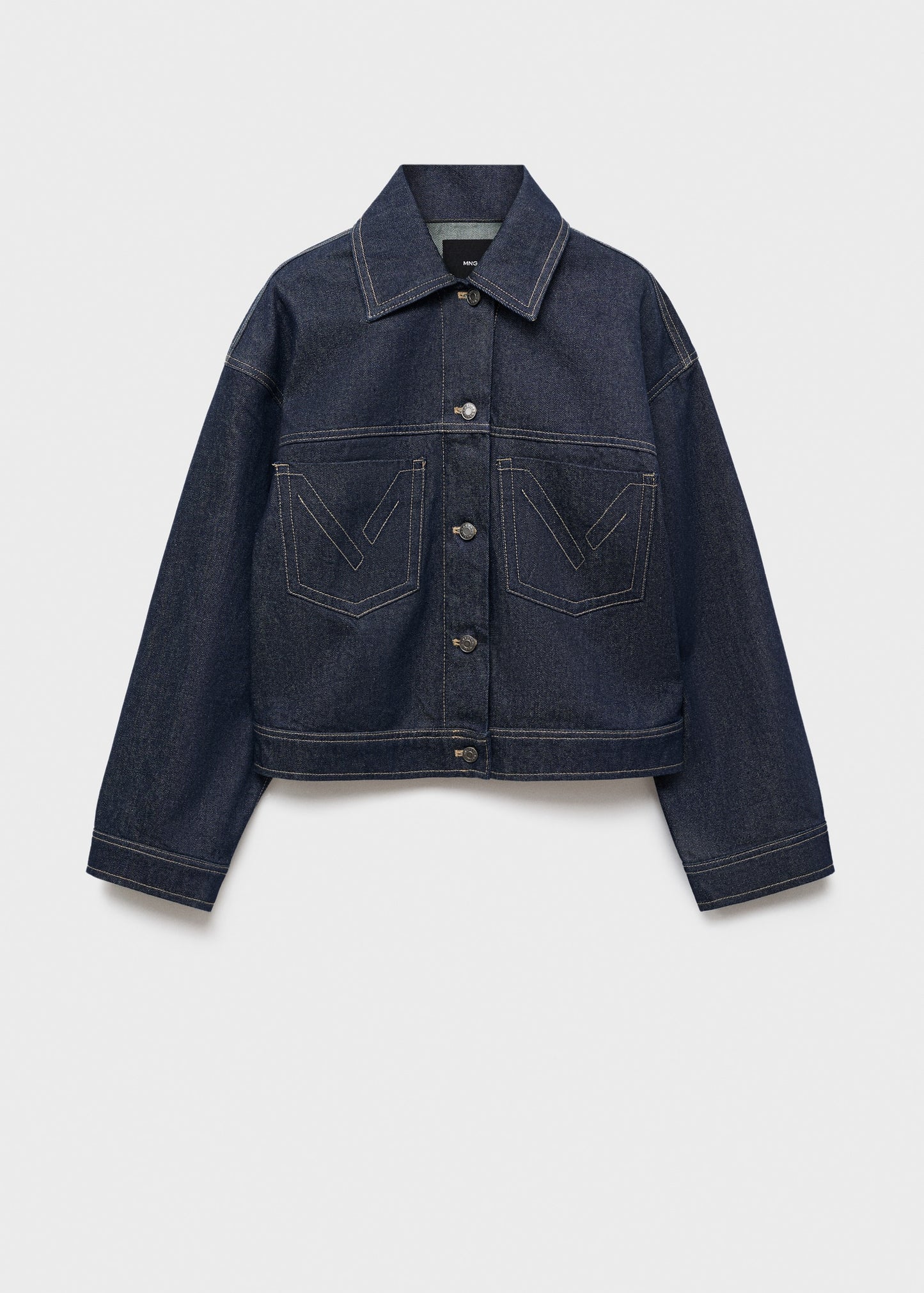 Denim jacket with decorative stitching