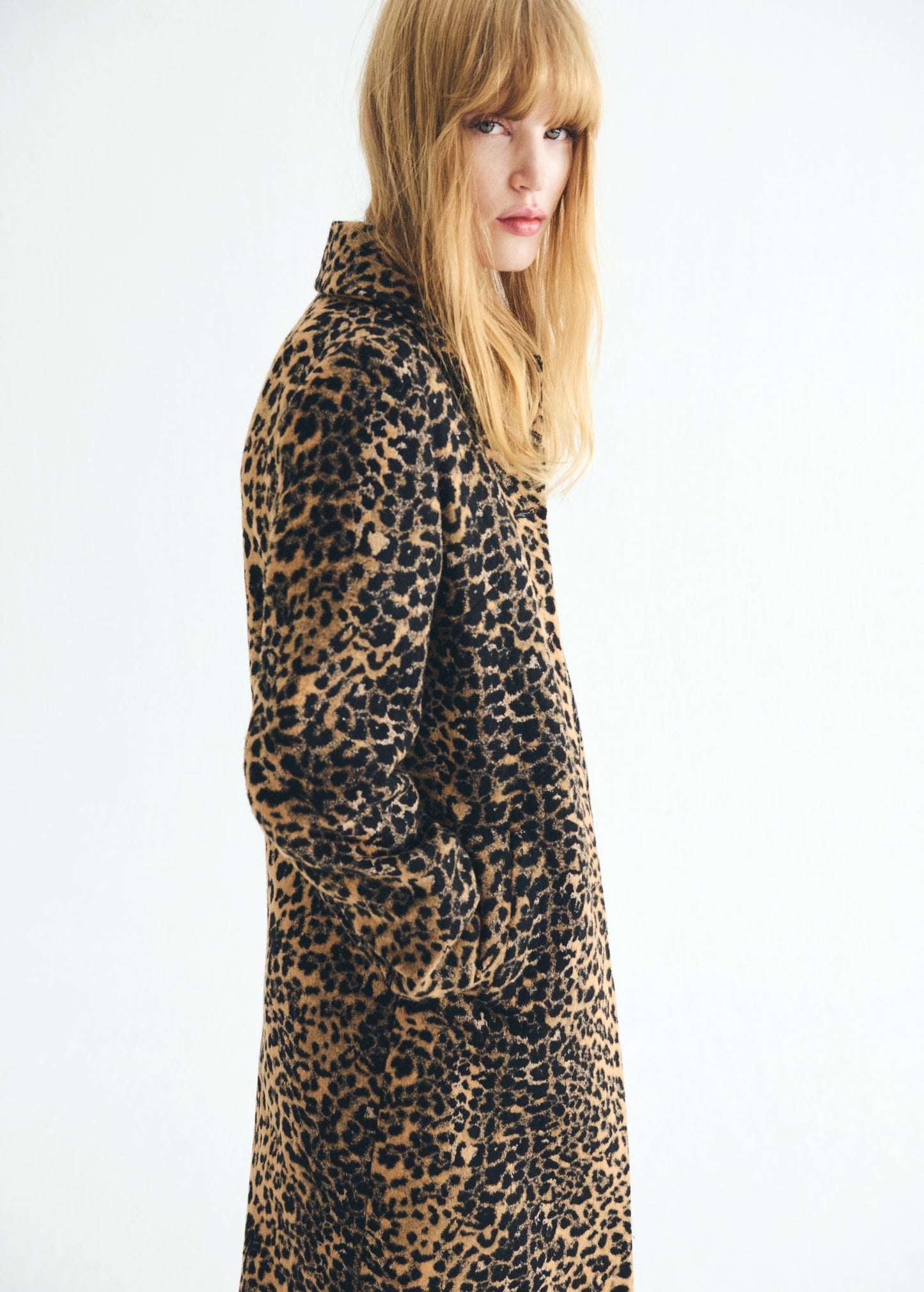 Leopard-print long coat