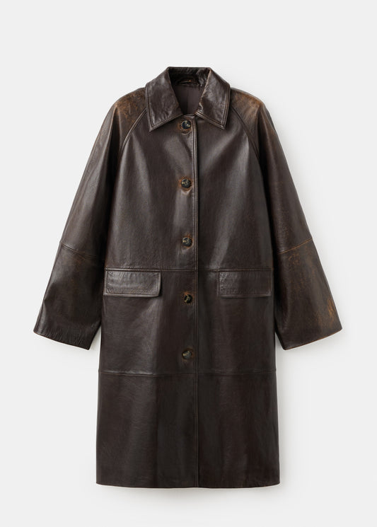 100% leather full-length coat