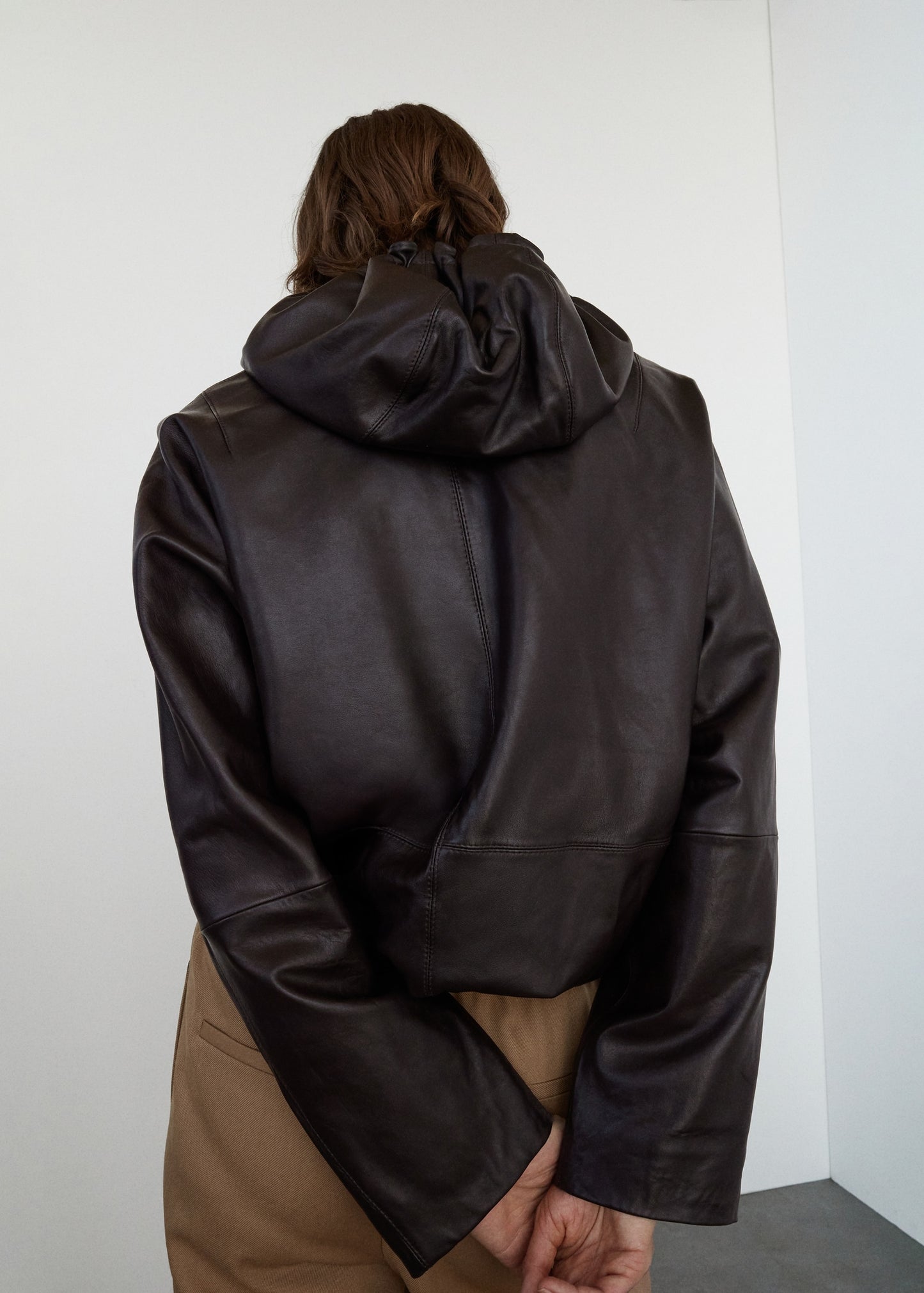 100% leather jacket with hood