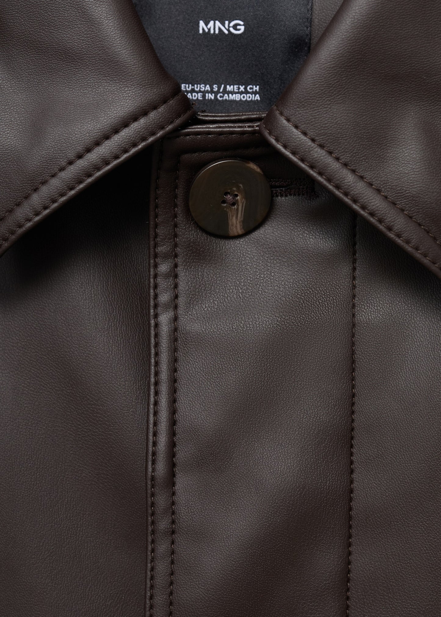 Long leather-effect trench coat