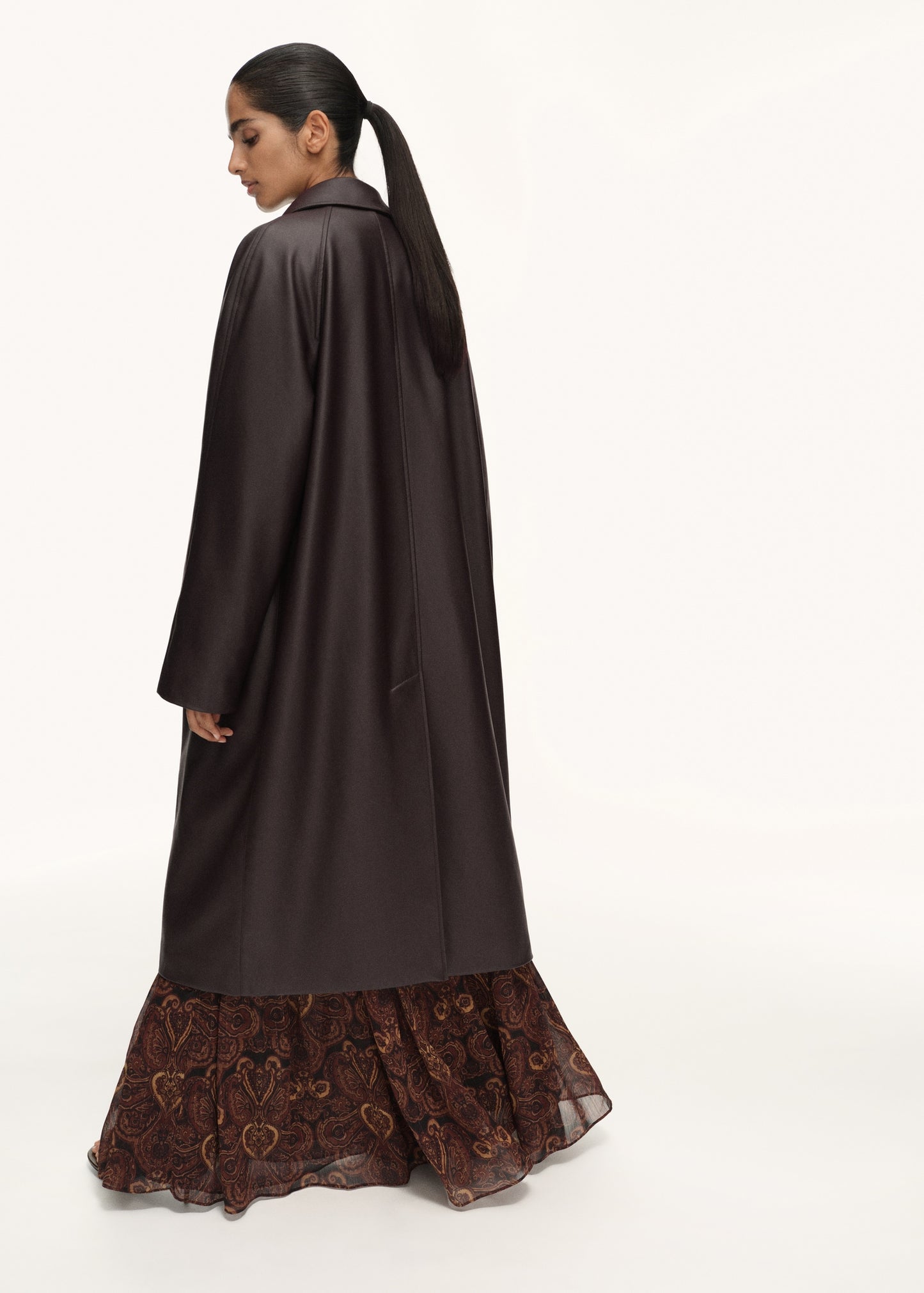 Long leather-effect trench coat