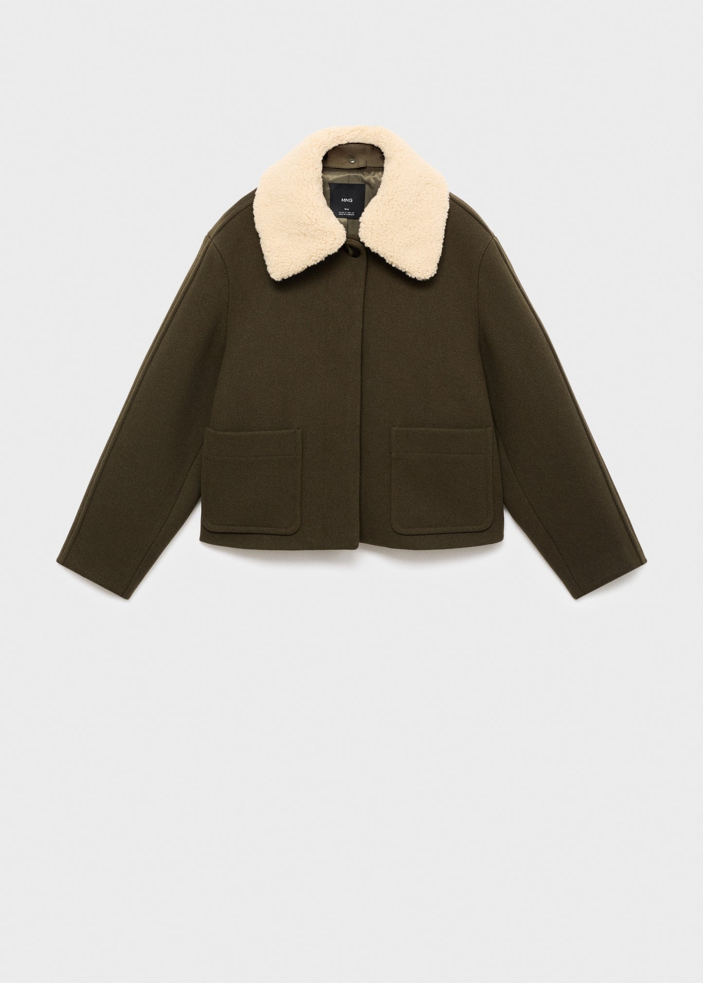 Wool blend jacket with shearling collar