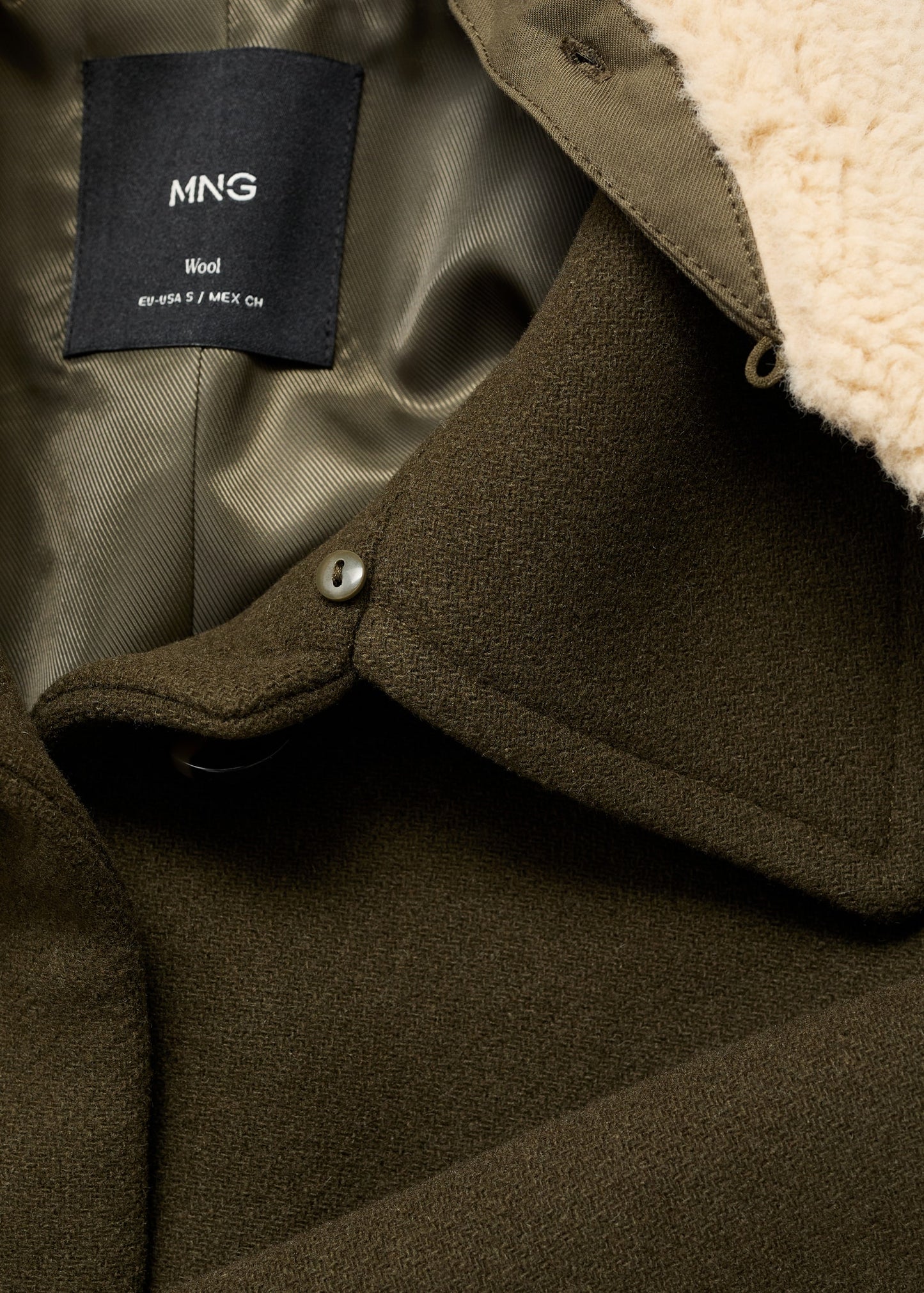 Wool blend jacket with shearling collar