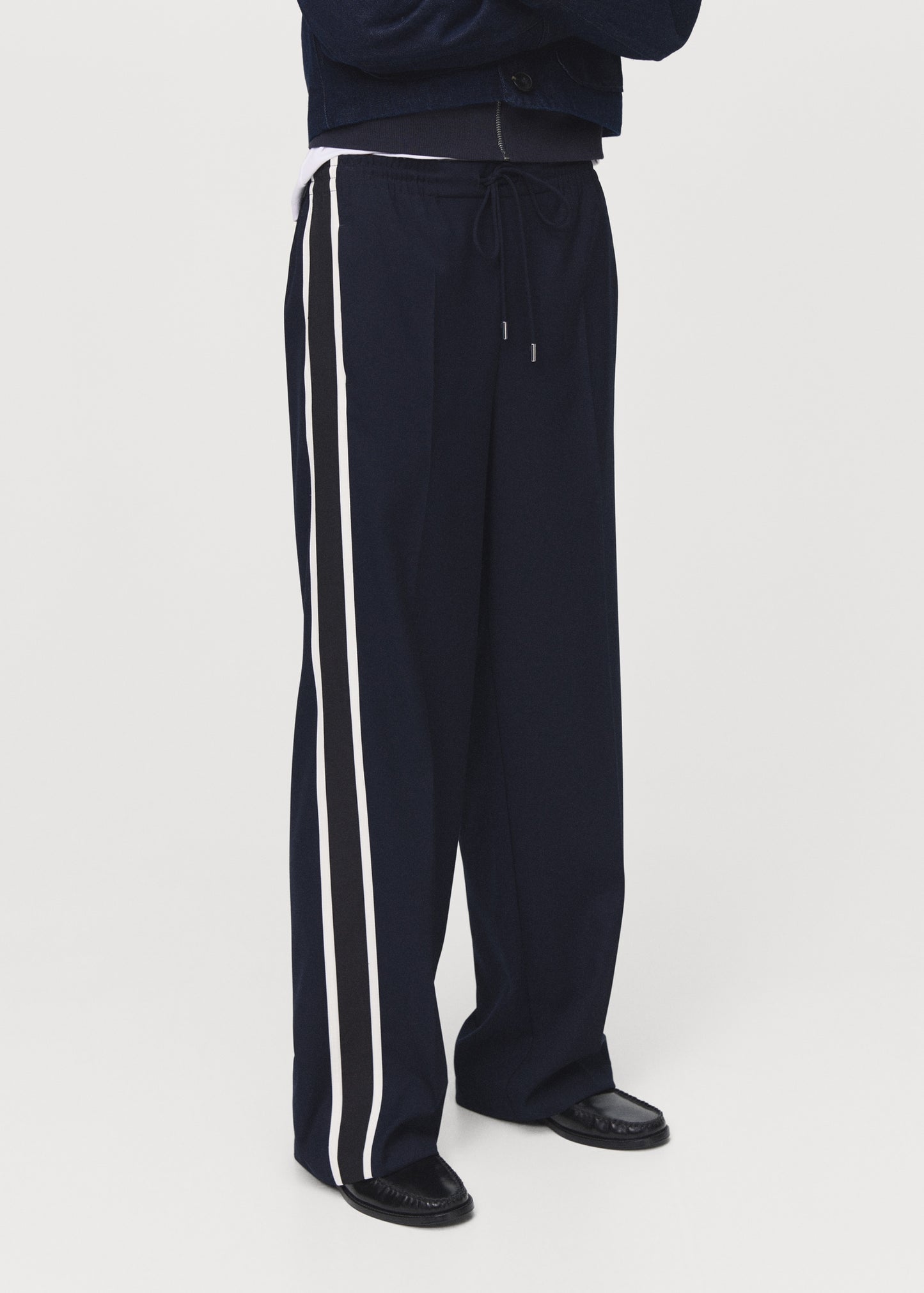 Contrast stripe straight trousers