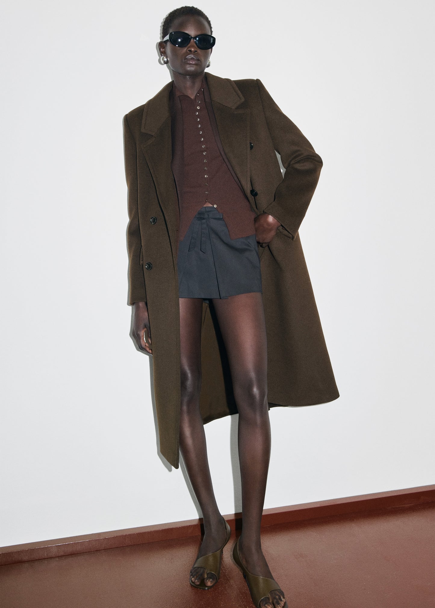 Double-breasted wool coat
