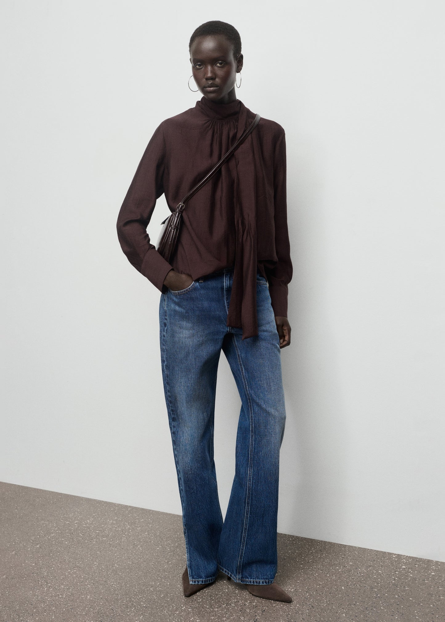 Textured blouse with foulard
