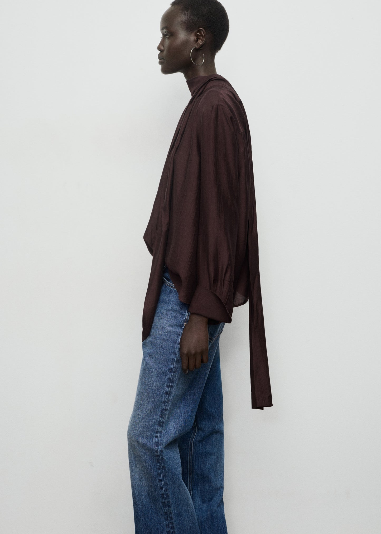 Textured blouse with foulard