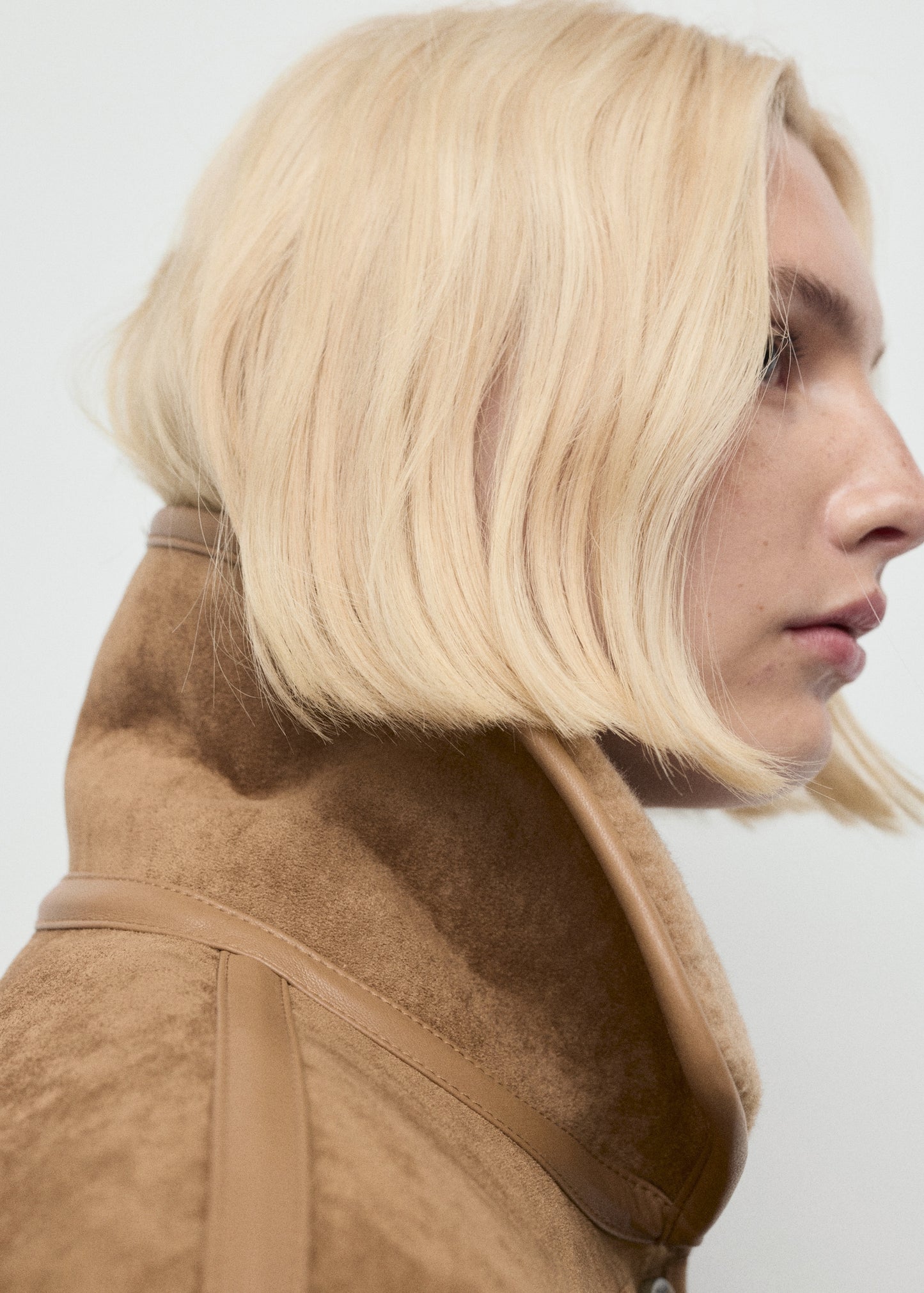 Faux-shearling leather-effect coat