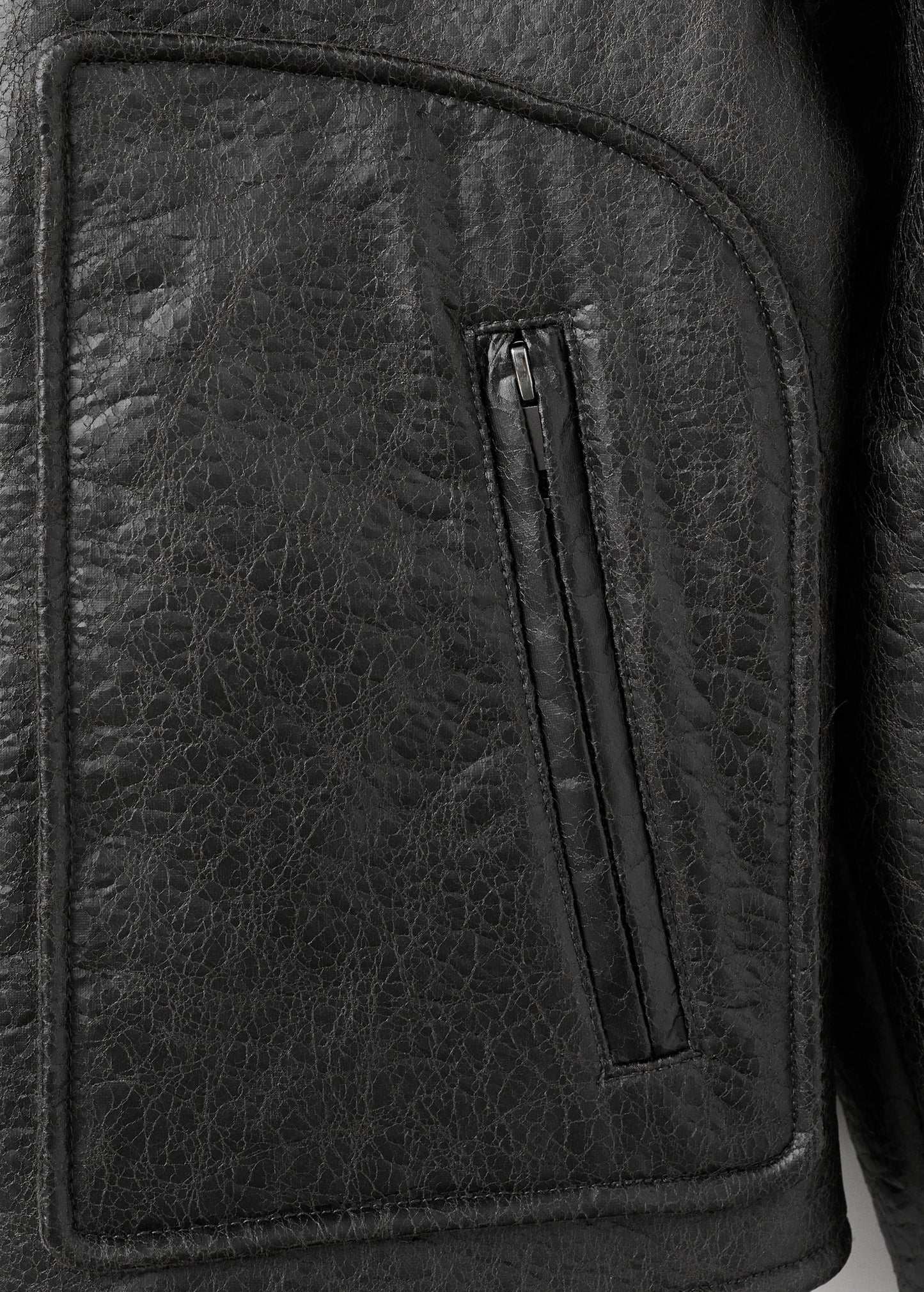 Leather-effect jacket with shearling collar