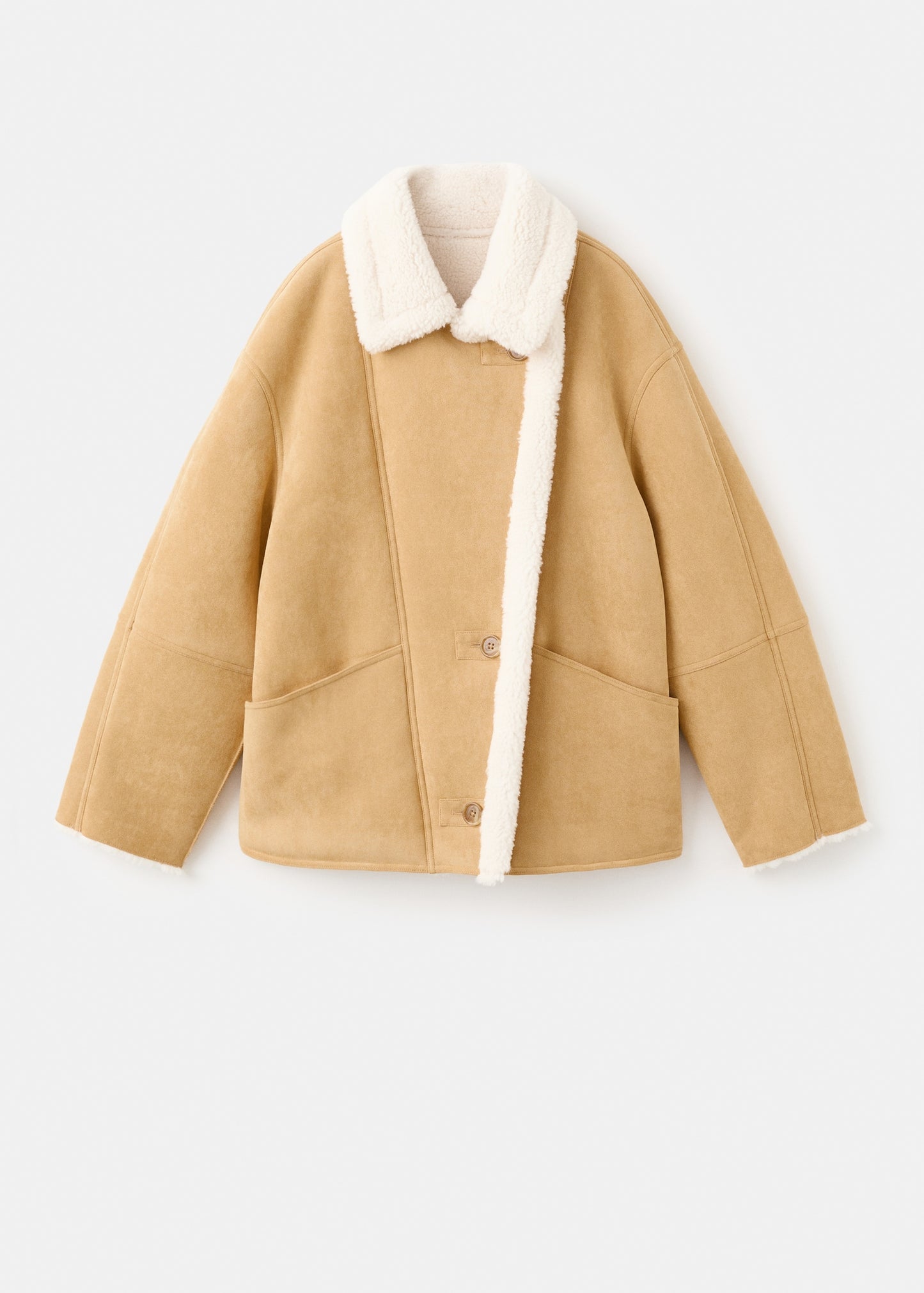 Suede-effect jacket with sheepskin collar
