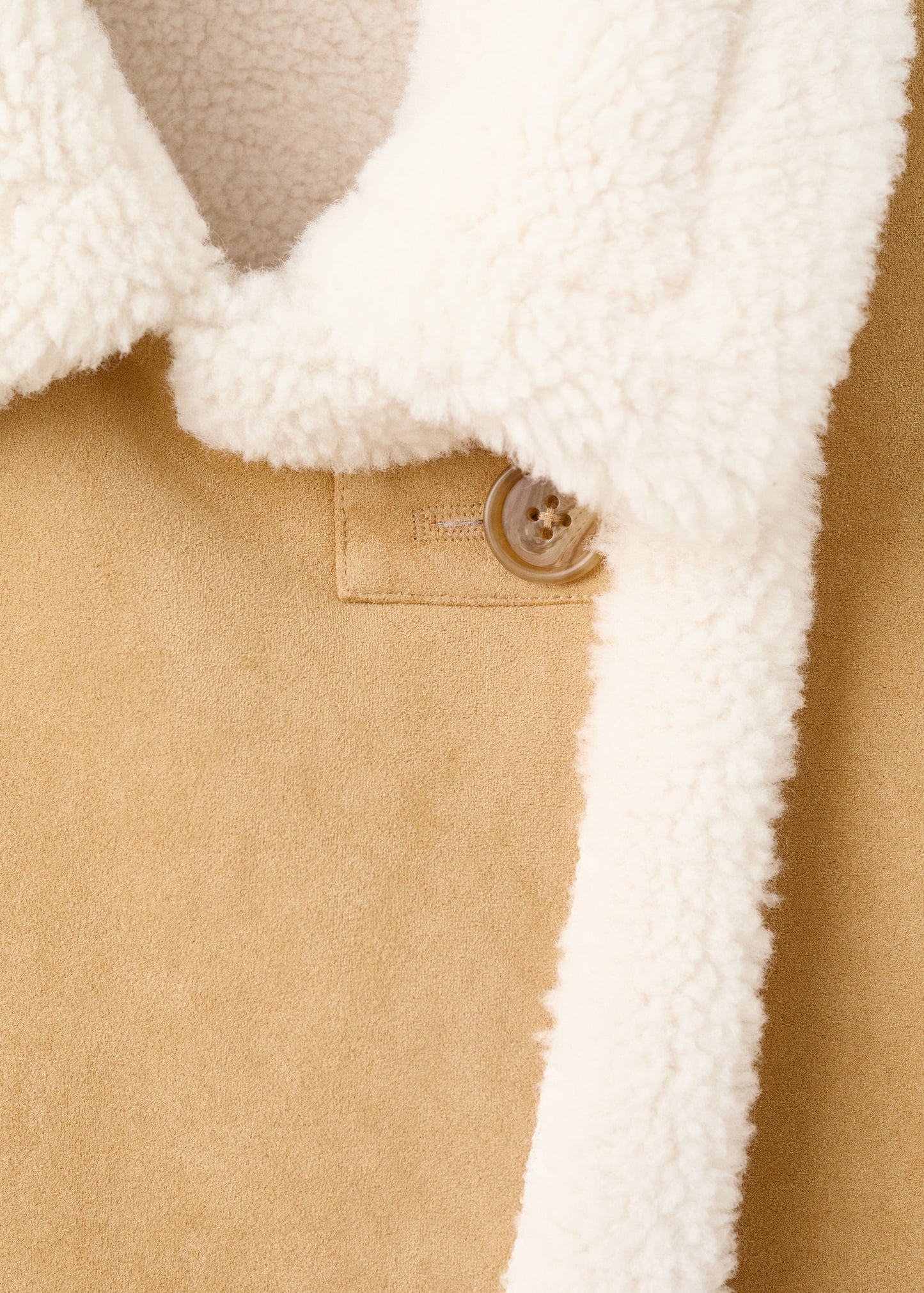 Suede-effect jacket with sheepskin collar