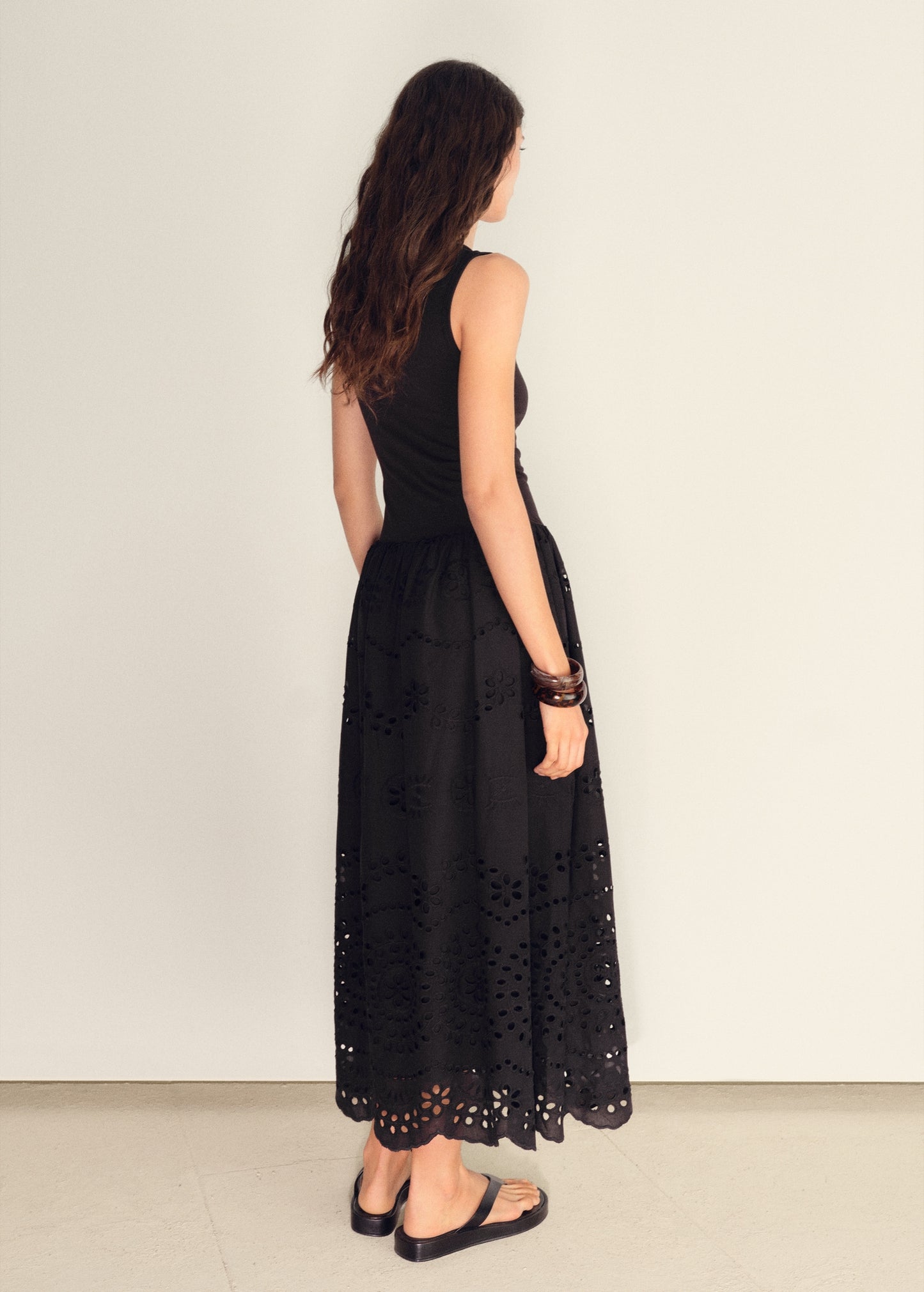 Cotton dress with openwork embroidery