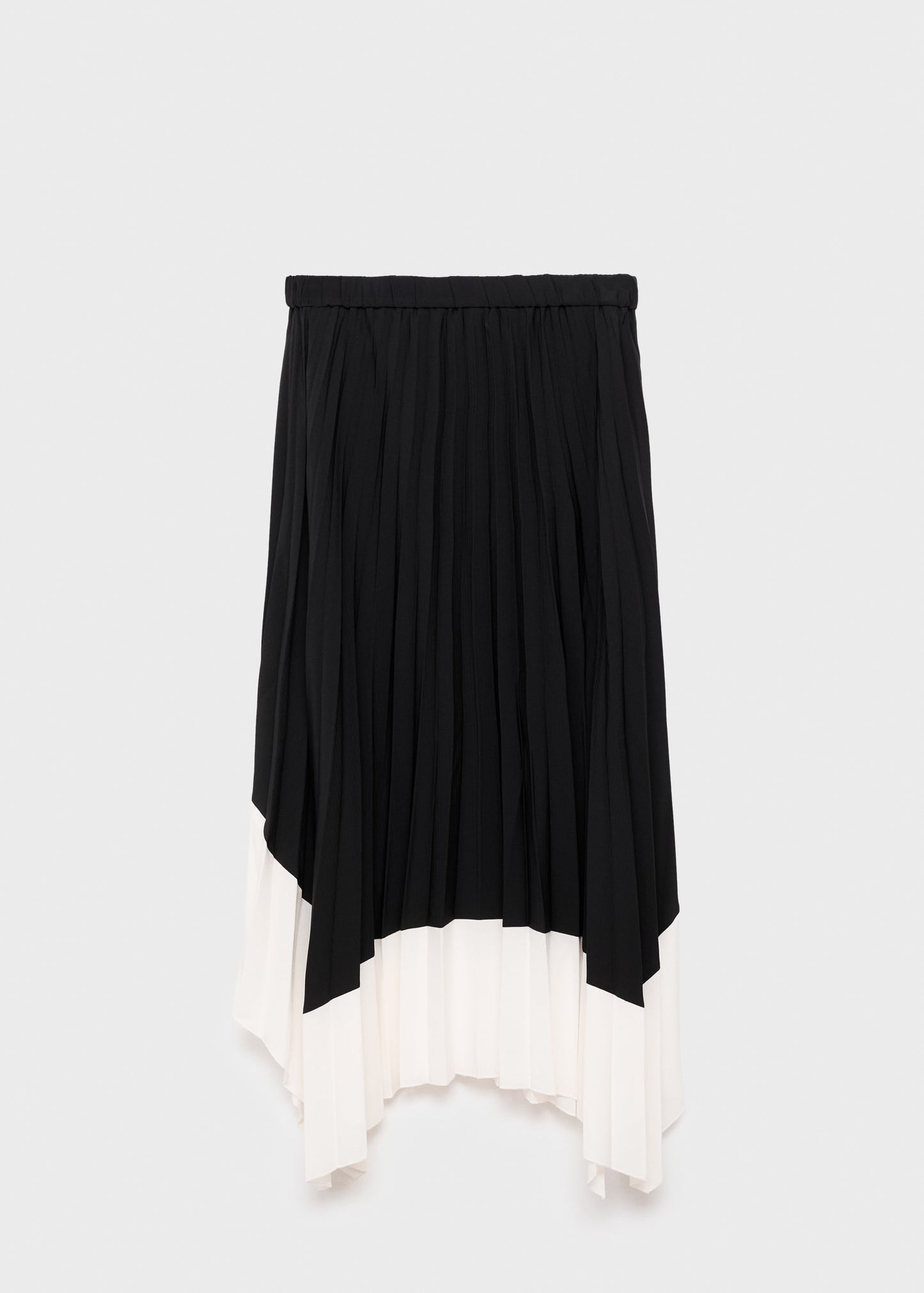 Pleated asymmetric skirt