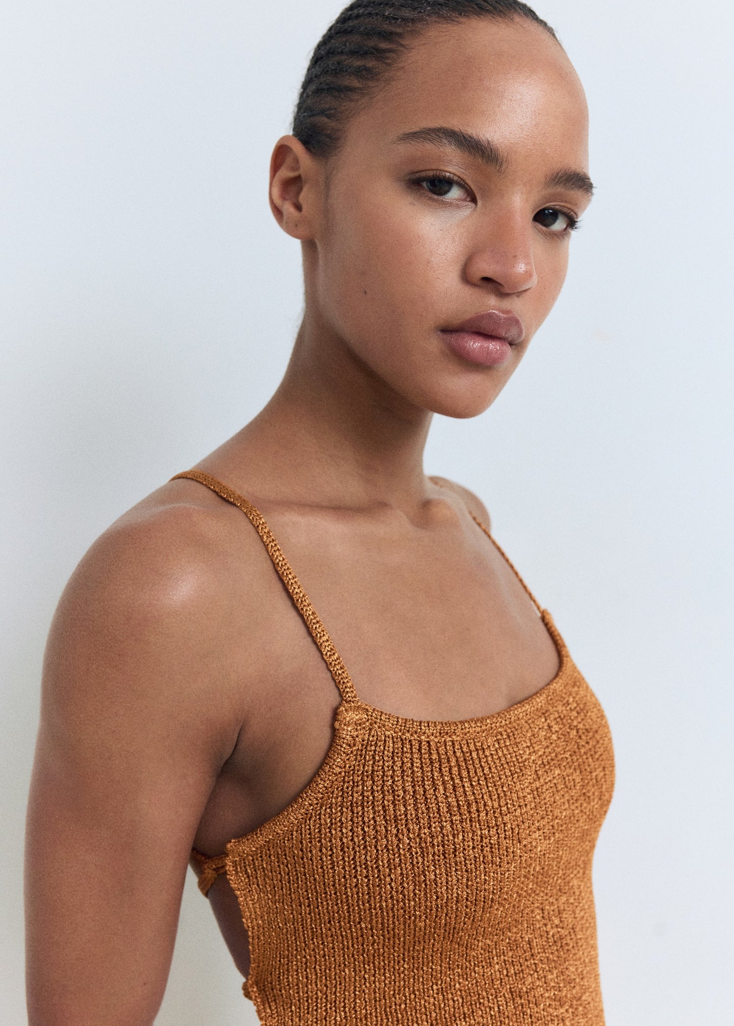 Lurex dress with crossed back