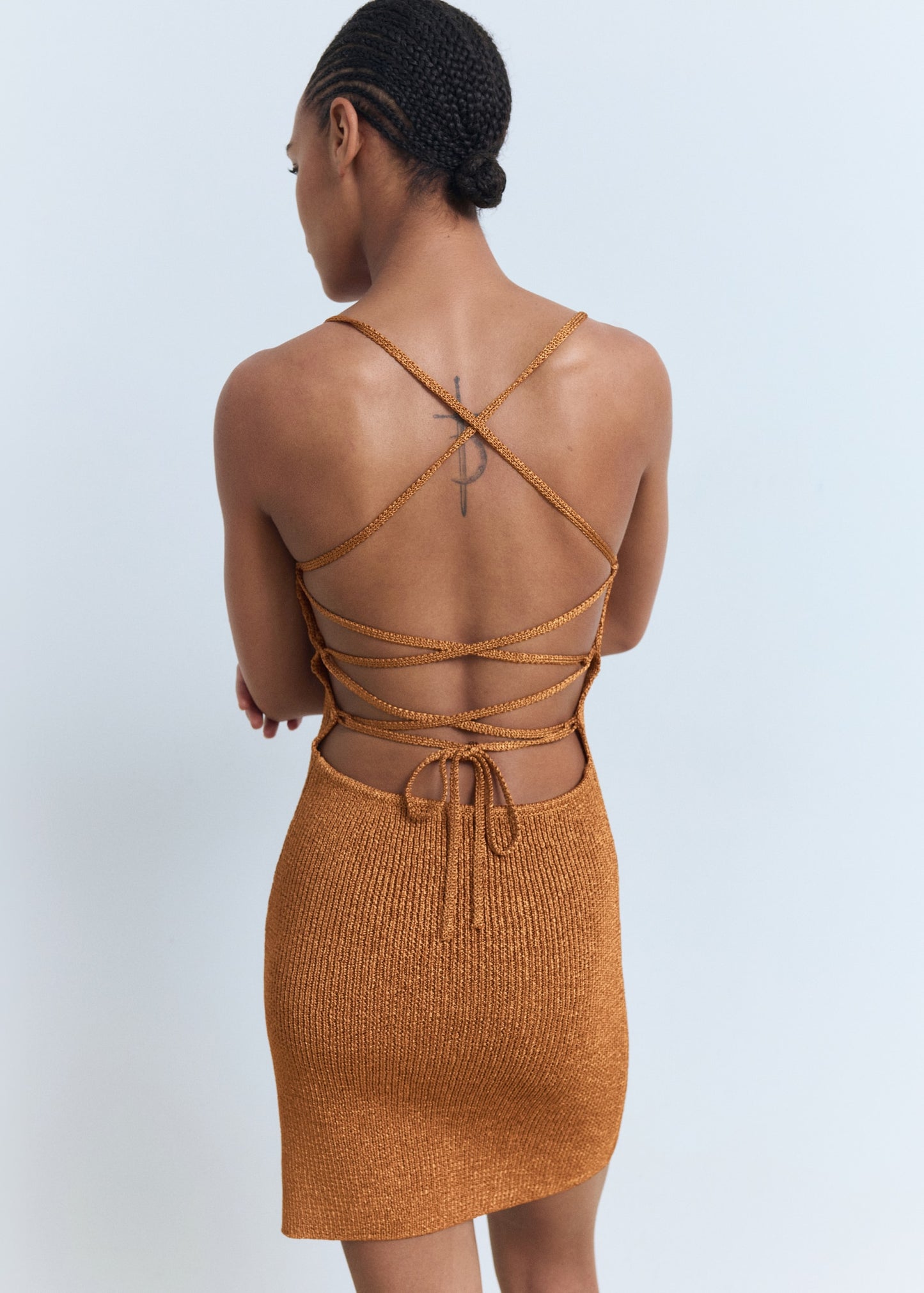 Lurex dress with crossed back