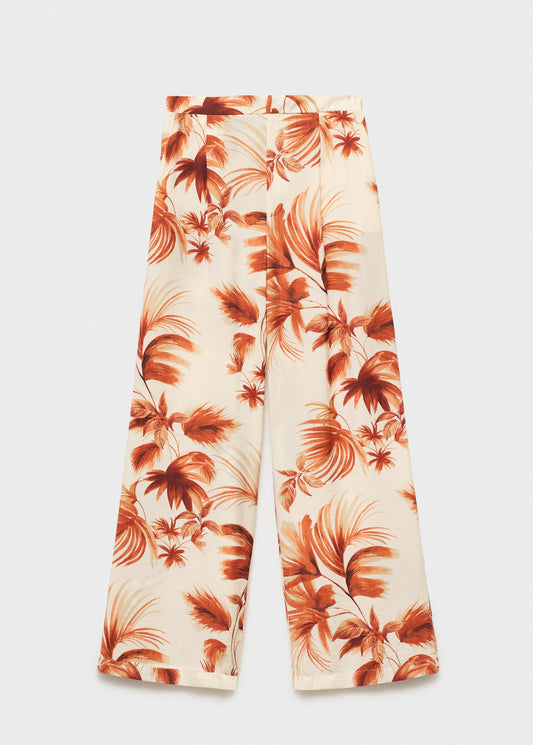 Flowing palm-tree print trousers