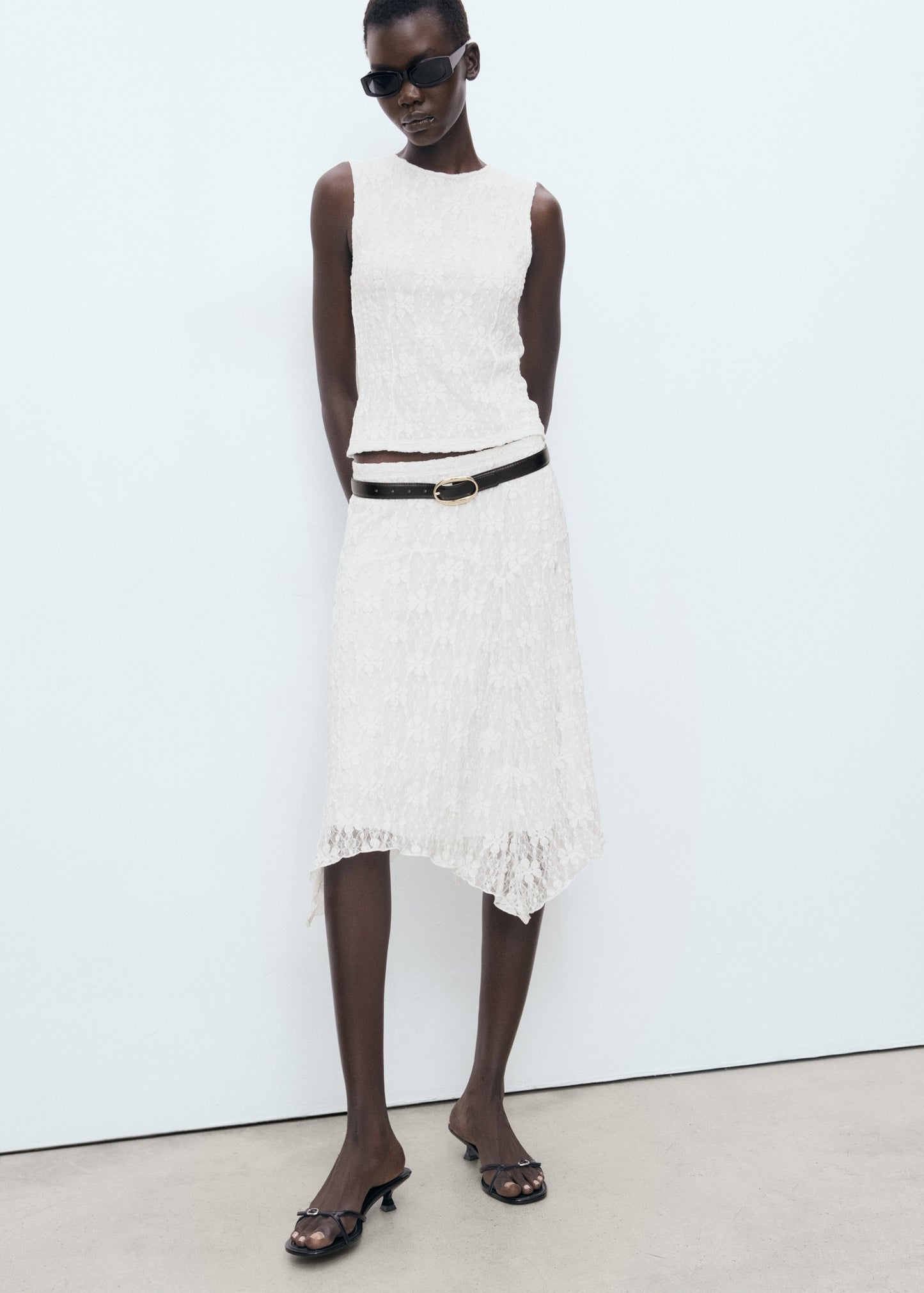 Lace midi skirt