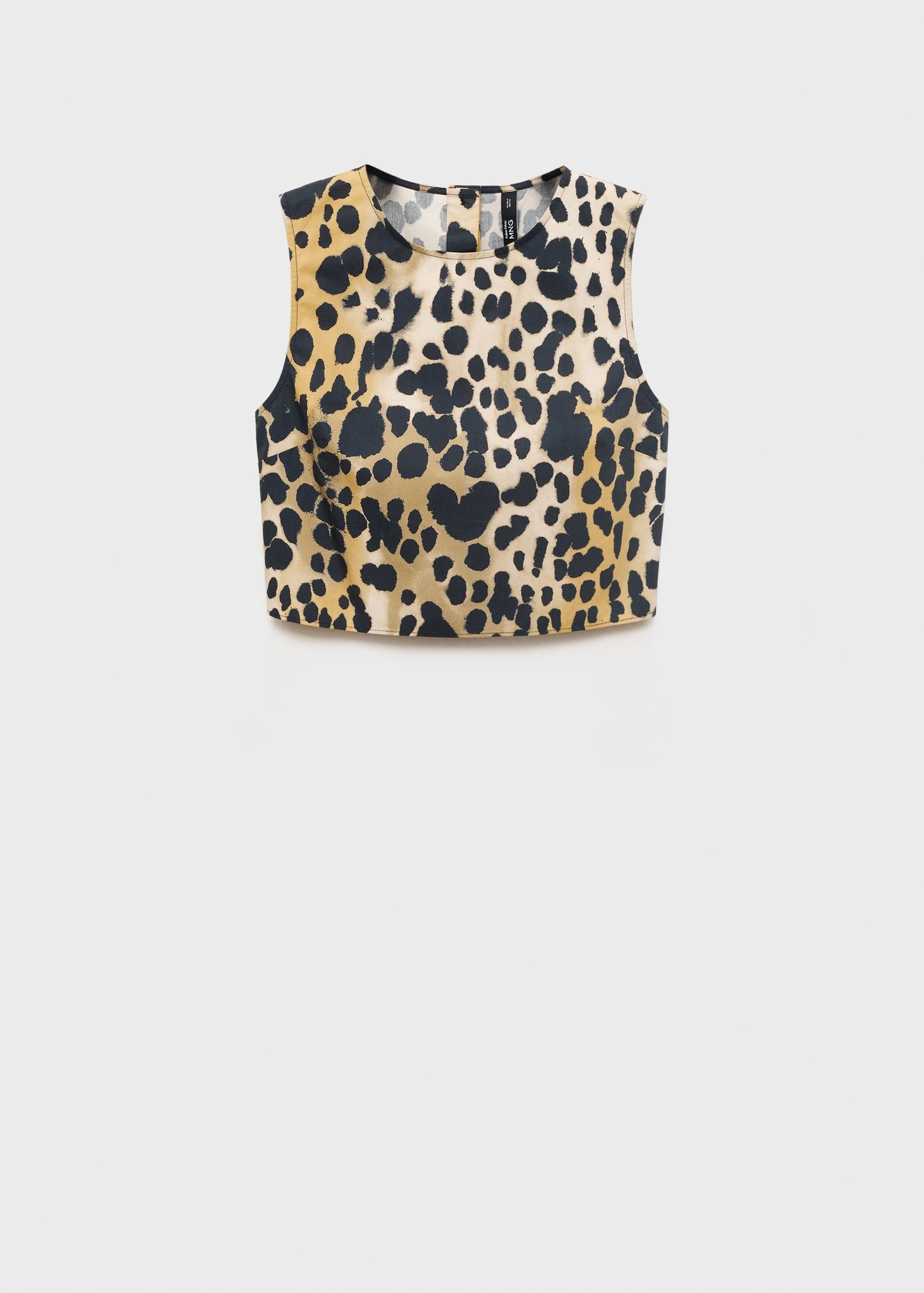 Animal-print cotton crop top