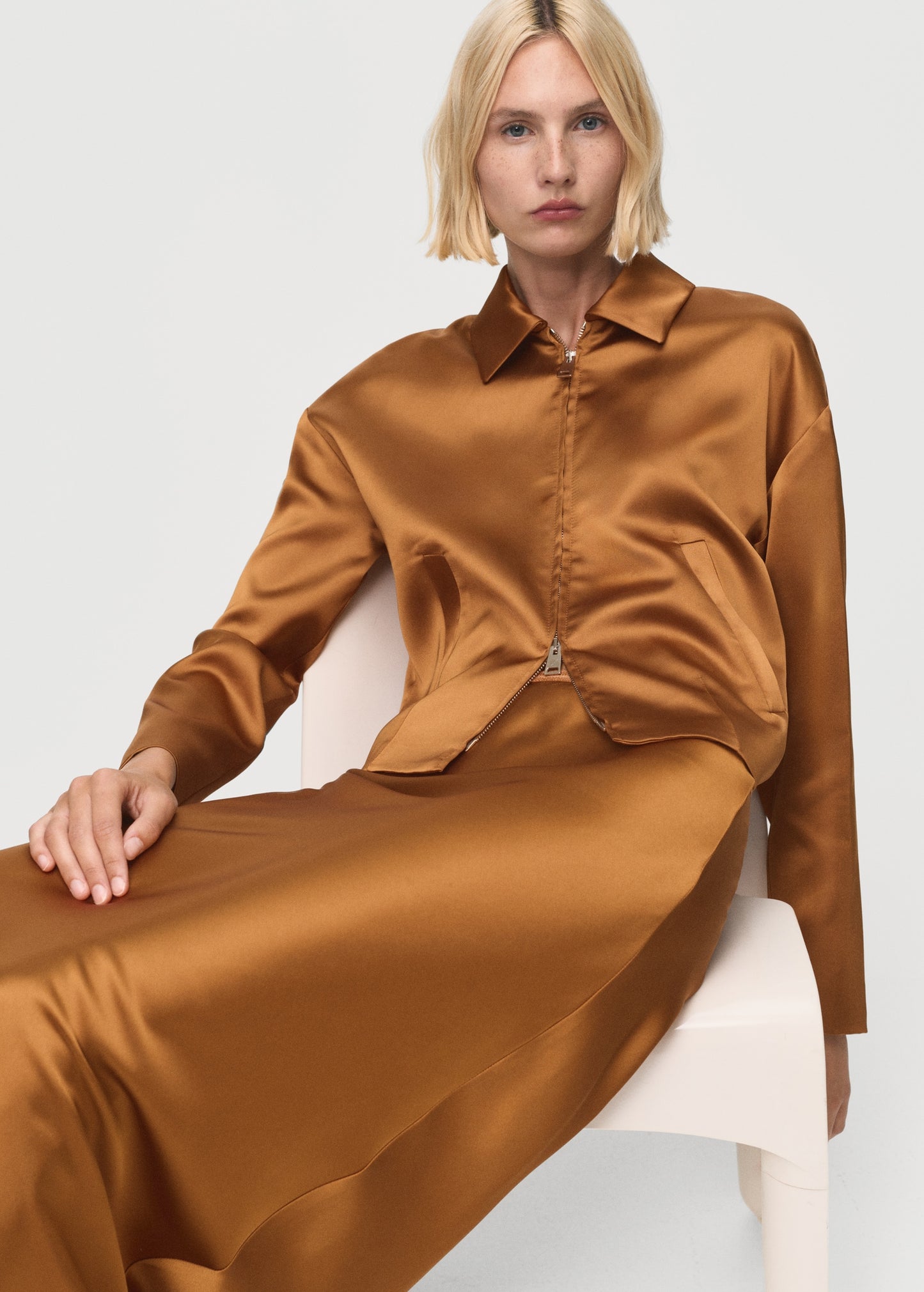Satin jacket with pockets