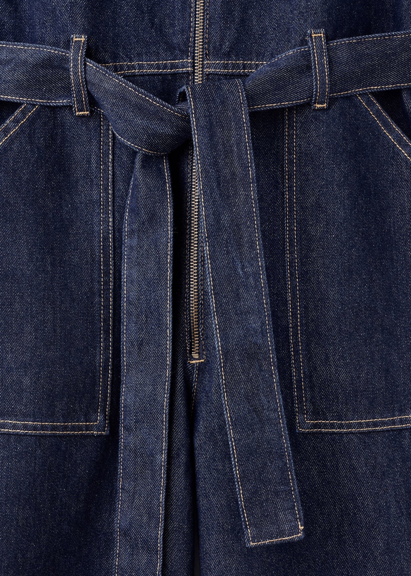 Belt denim jumpsuit