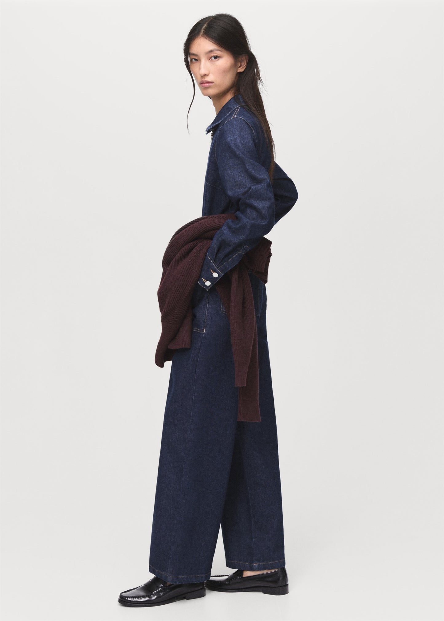 Belt denim jumpsuit