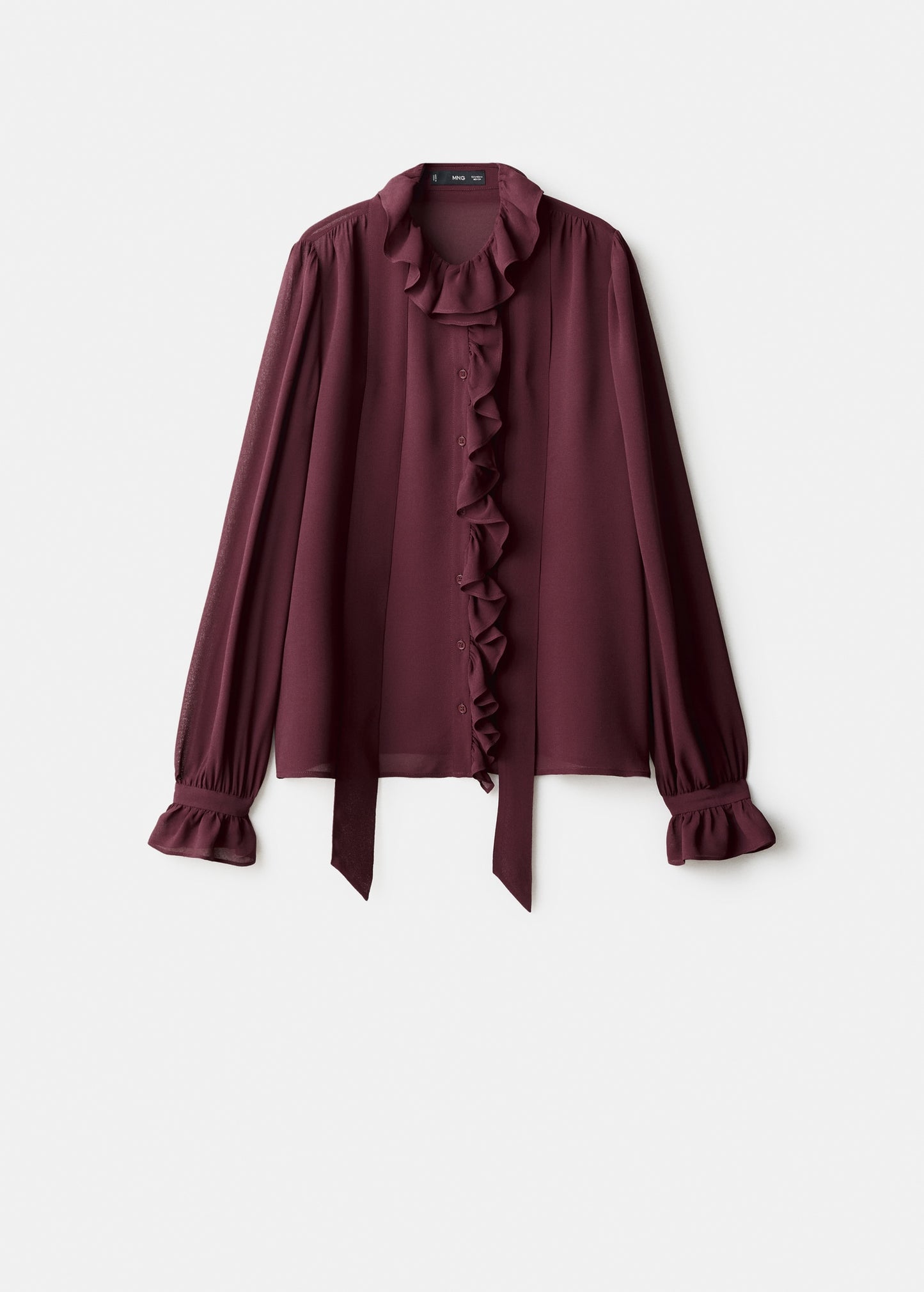 Ruffled blouse with scarf