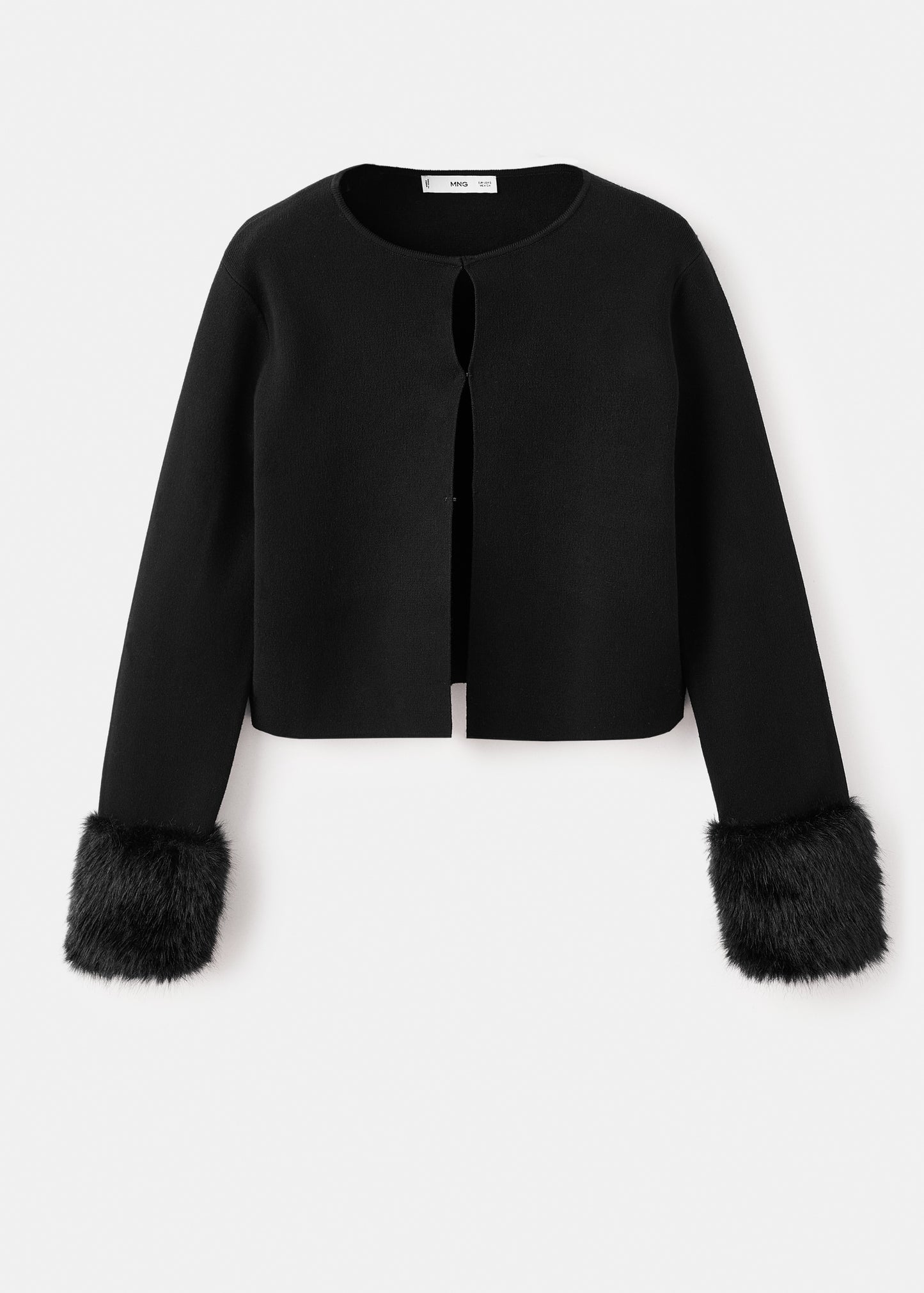 Cardigan with fur-effect cuffs