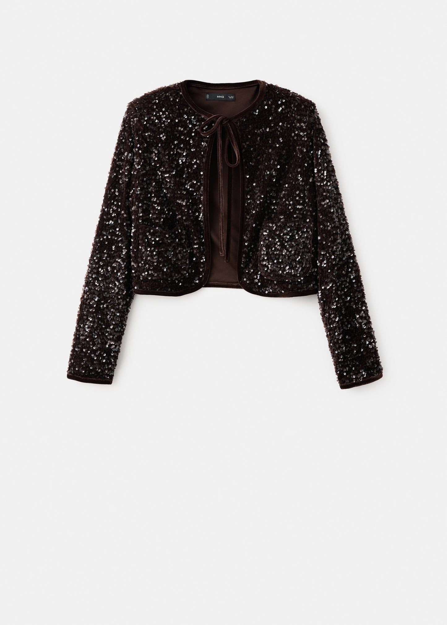Velvet jacket with sequins and bow