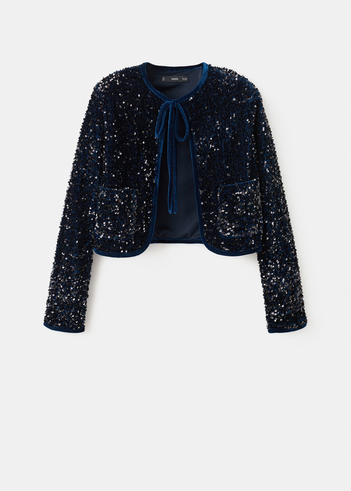 Velvet sequin bow blazer