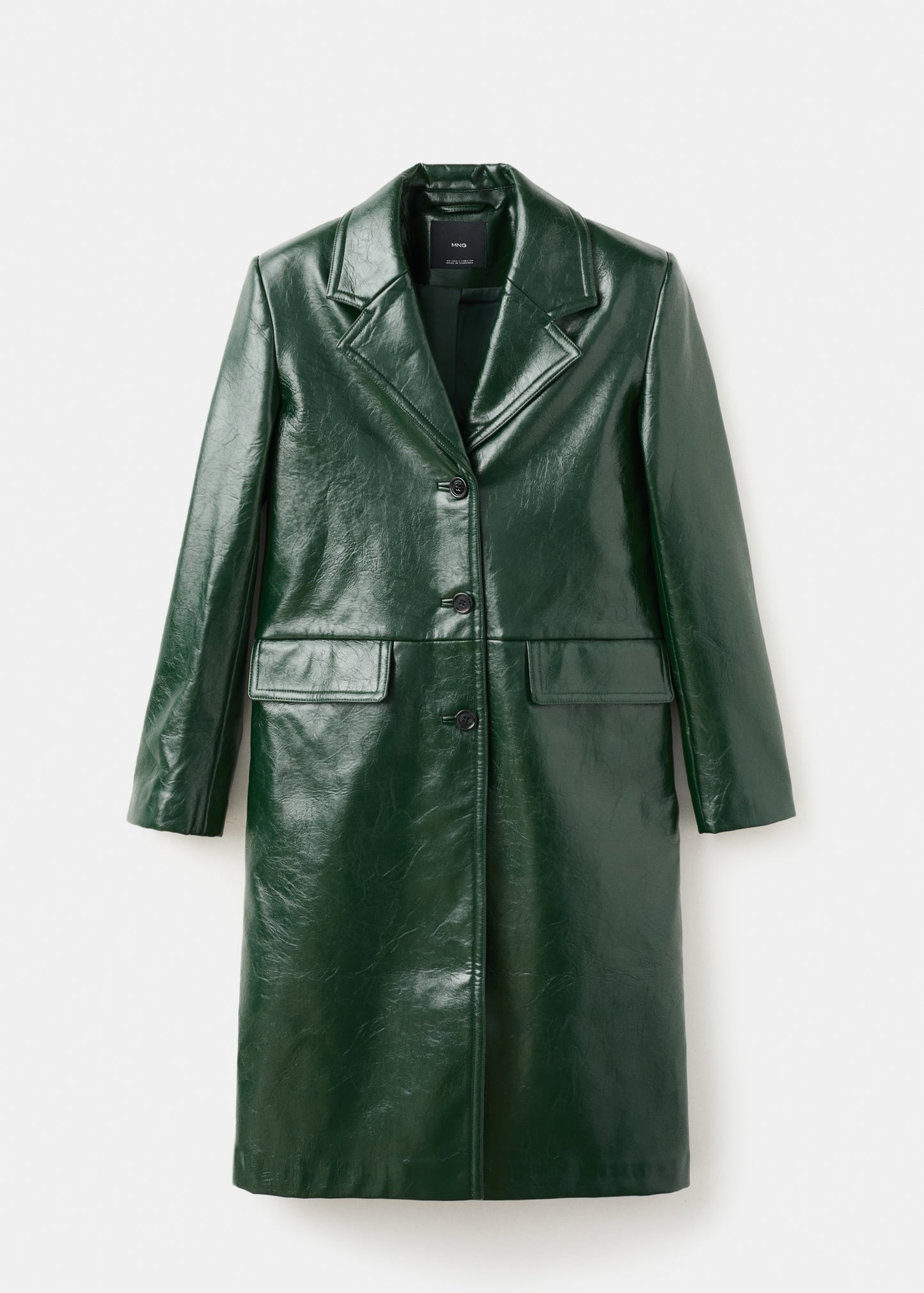 Long faux leather effect coat