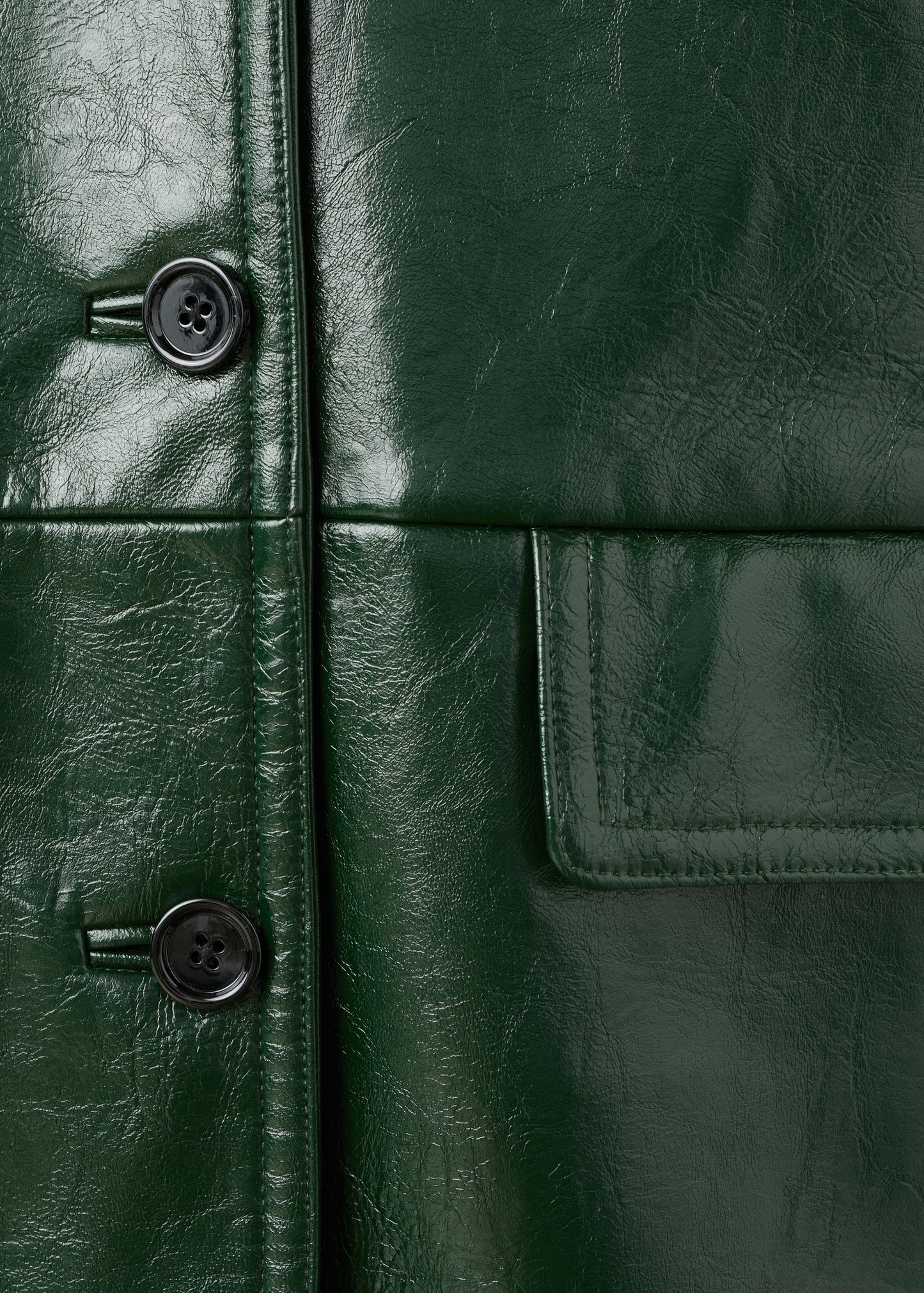 Long faux leather effect coat