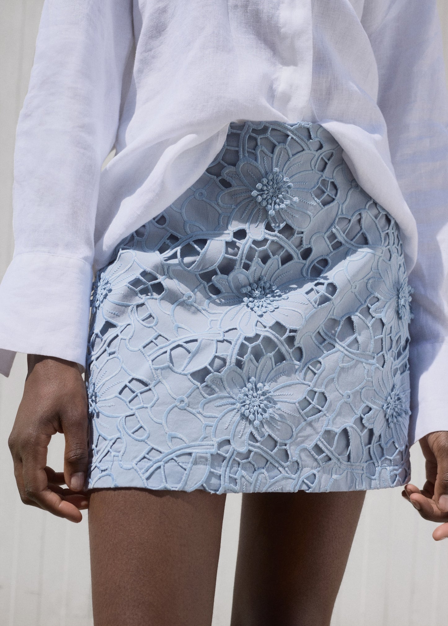 Embroidered cotton skirt