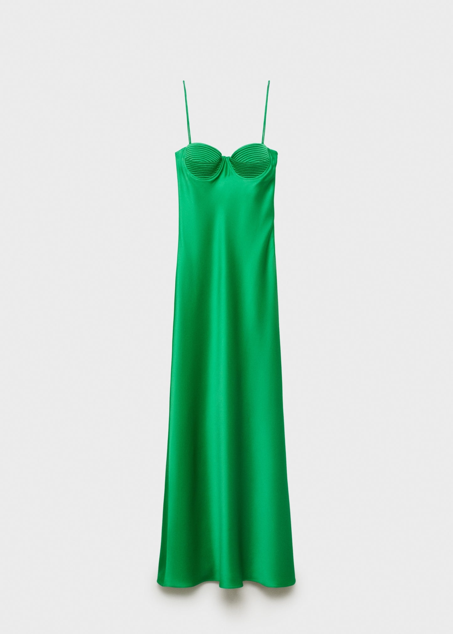Satin-effect dress with corset neckline