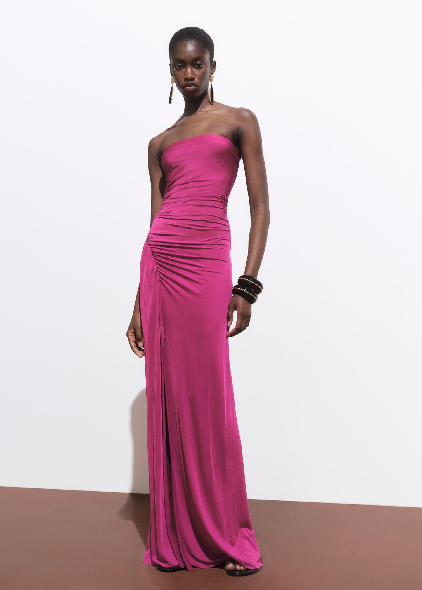 Draped strapless dress