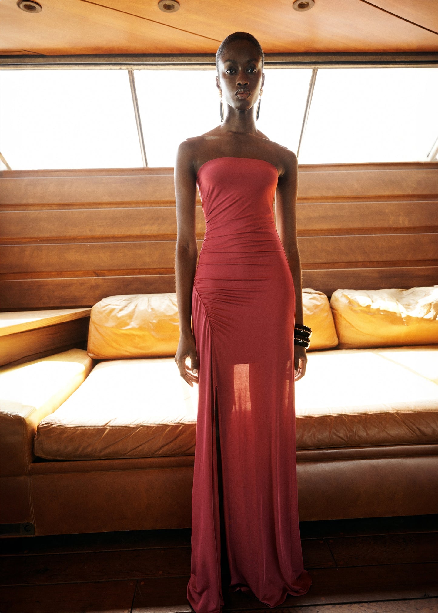 Draped strapless dress