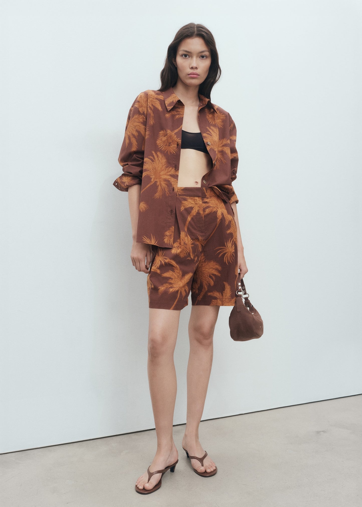 Palm tree print cotton shirt