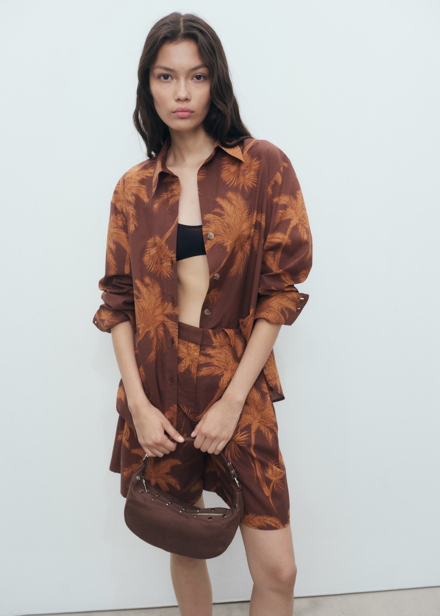 Palm tree print cotton shirt