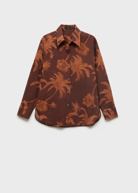 Palm tree print cotton shirt