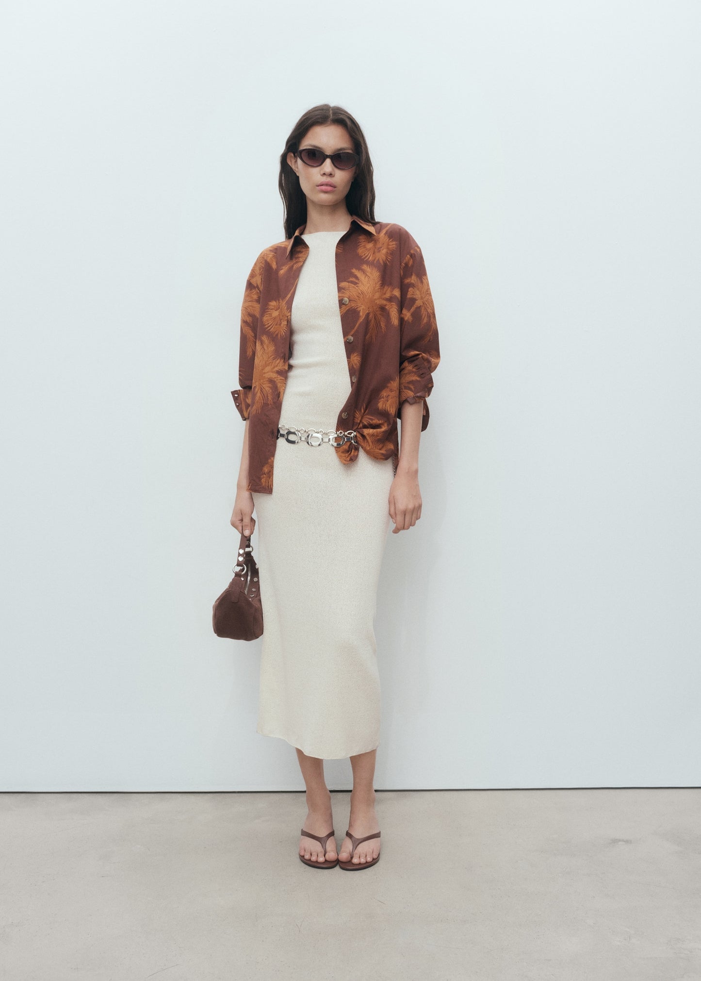 Palm tree print cotton shirt