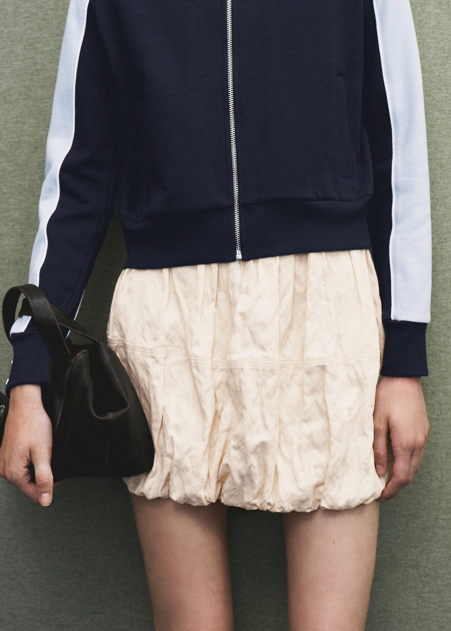 Creased-effect balloon skirt