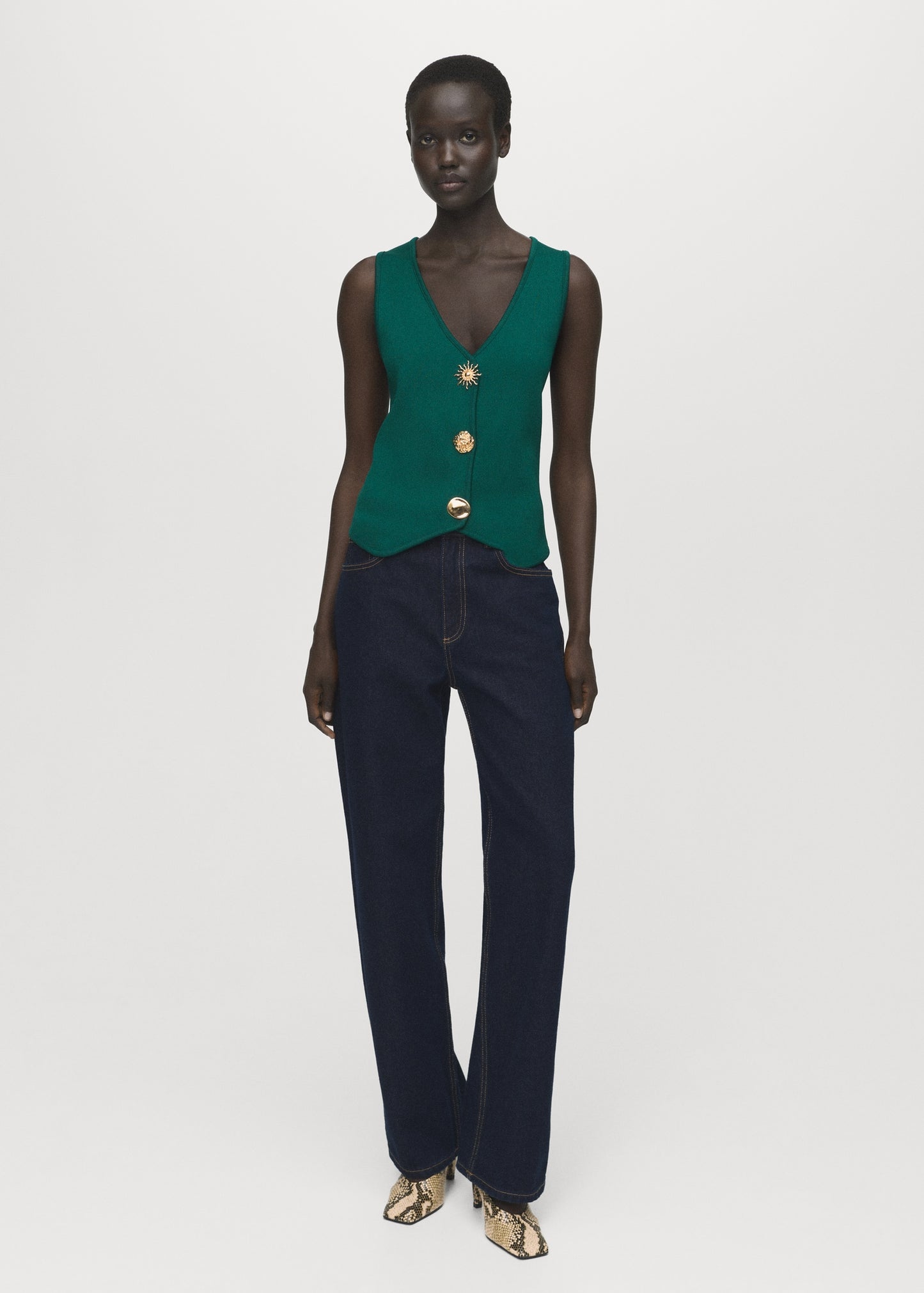 Knitted waistcoat with jewel buttons