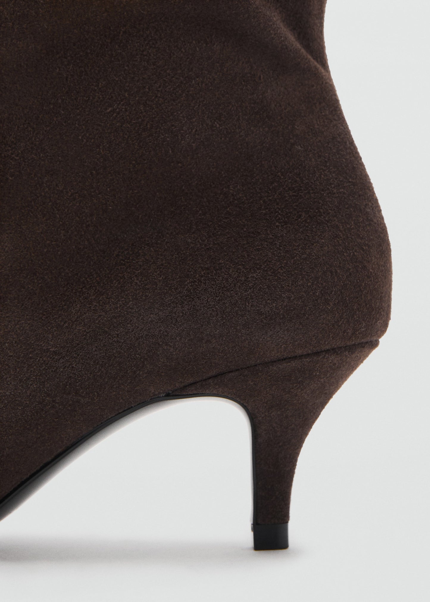 Suede ankle boot with kitten heel