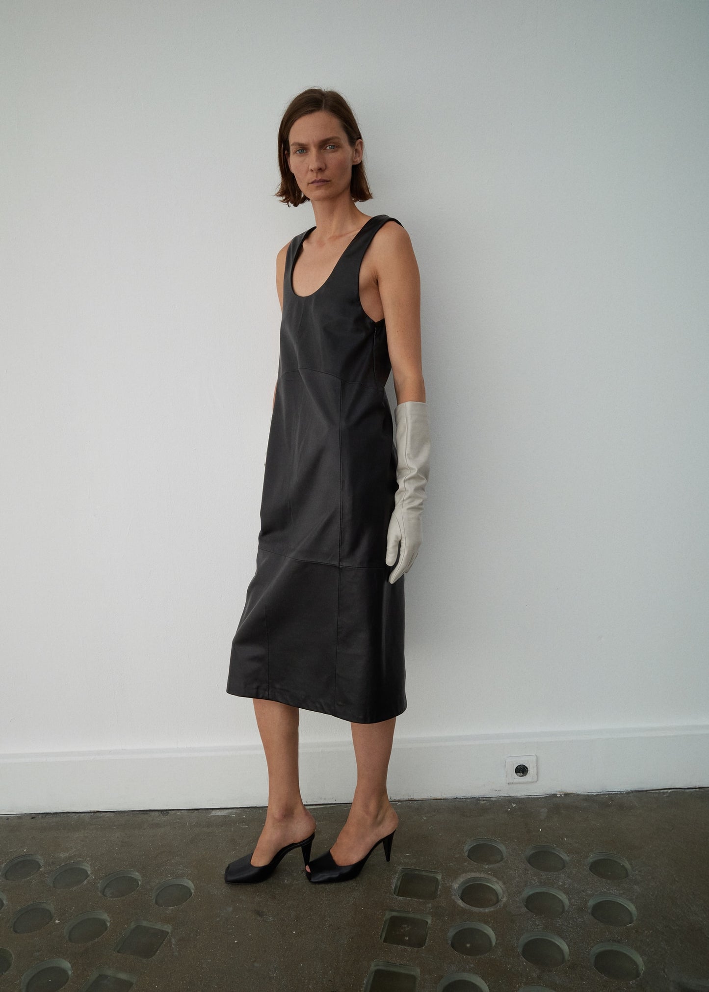 Leather midi-dress