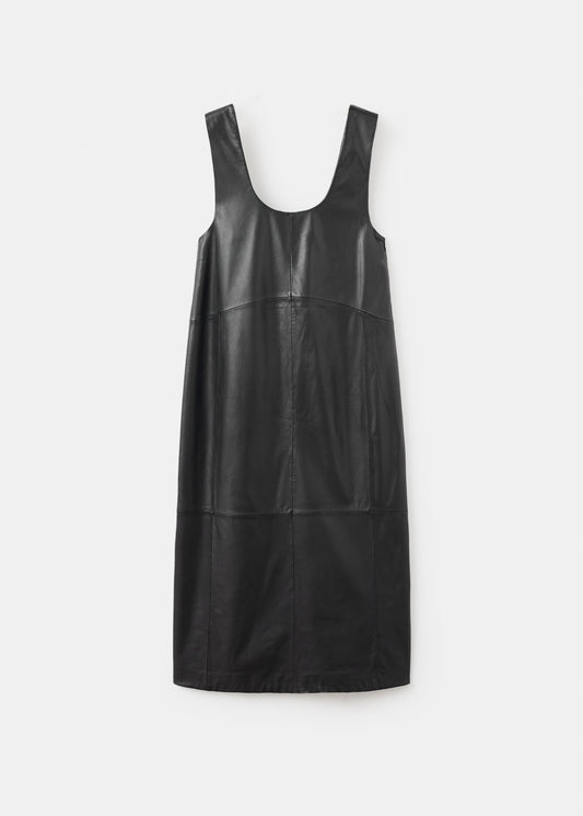 100% leather midi dress