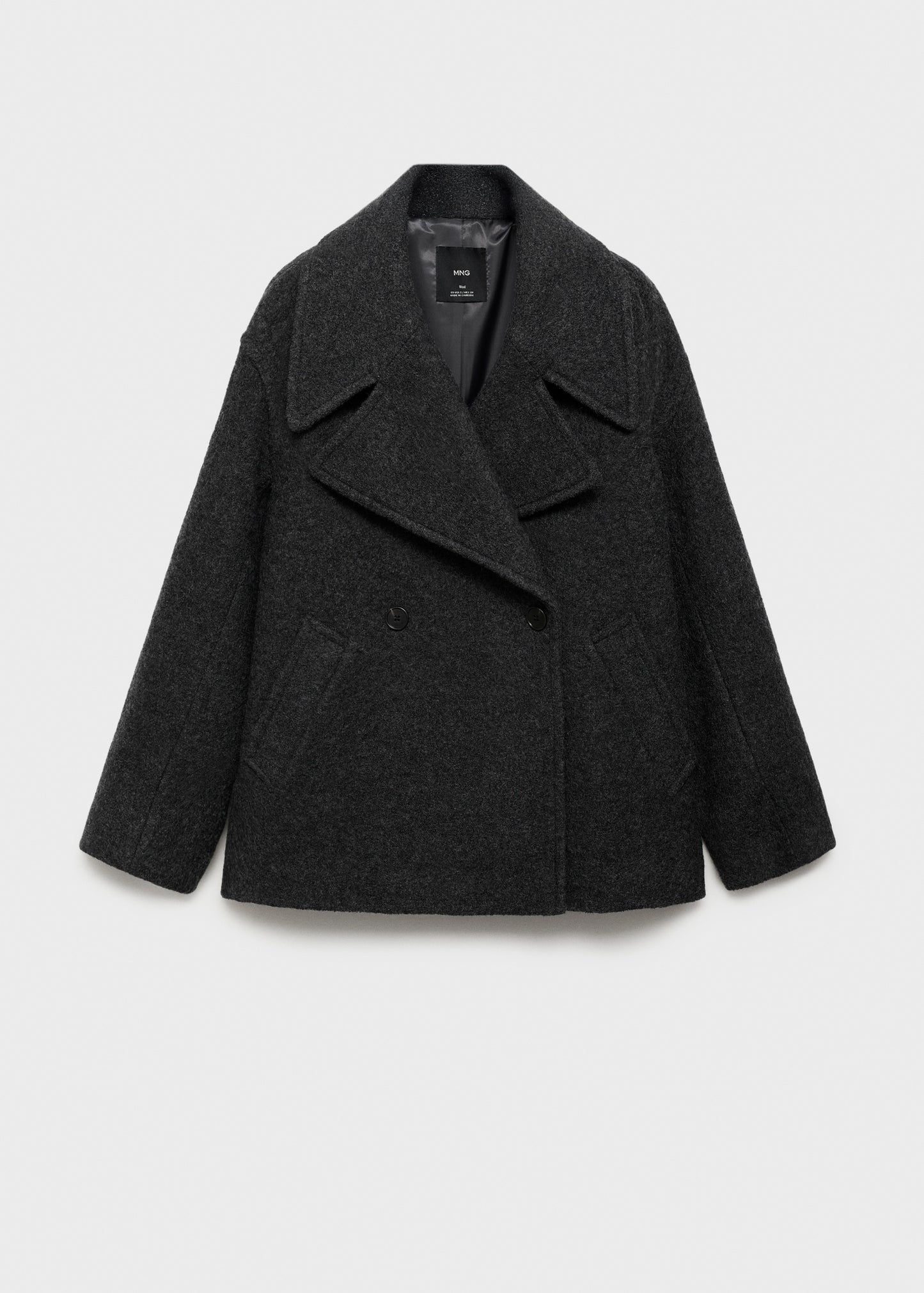 Wide lapel wool-blend coat